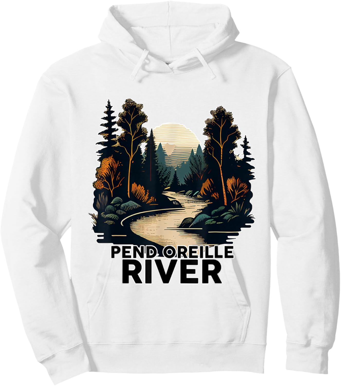 Pend Oreille River Retro River Pend Oreille Hoodie - Hoodie | White