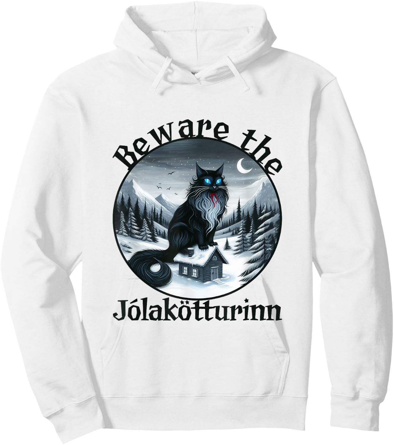 Beware The Jolakotturinn Yule Cat Icelandic Christmas Norse Men Women Kids Hoodie - Hoodie | White