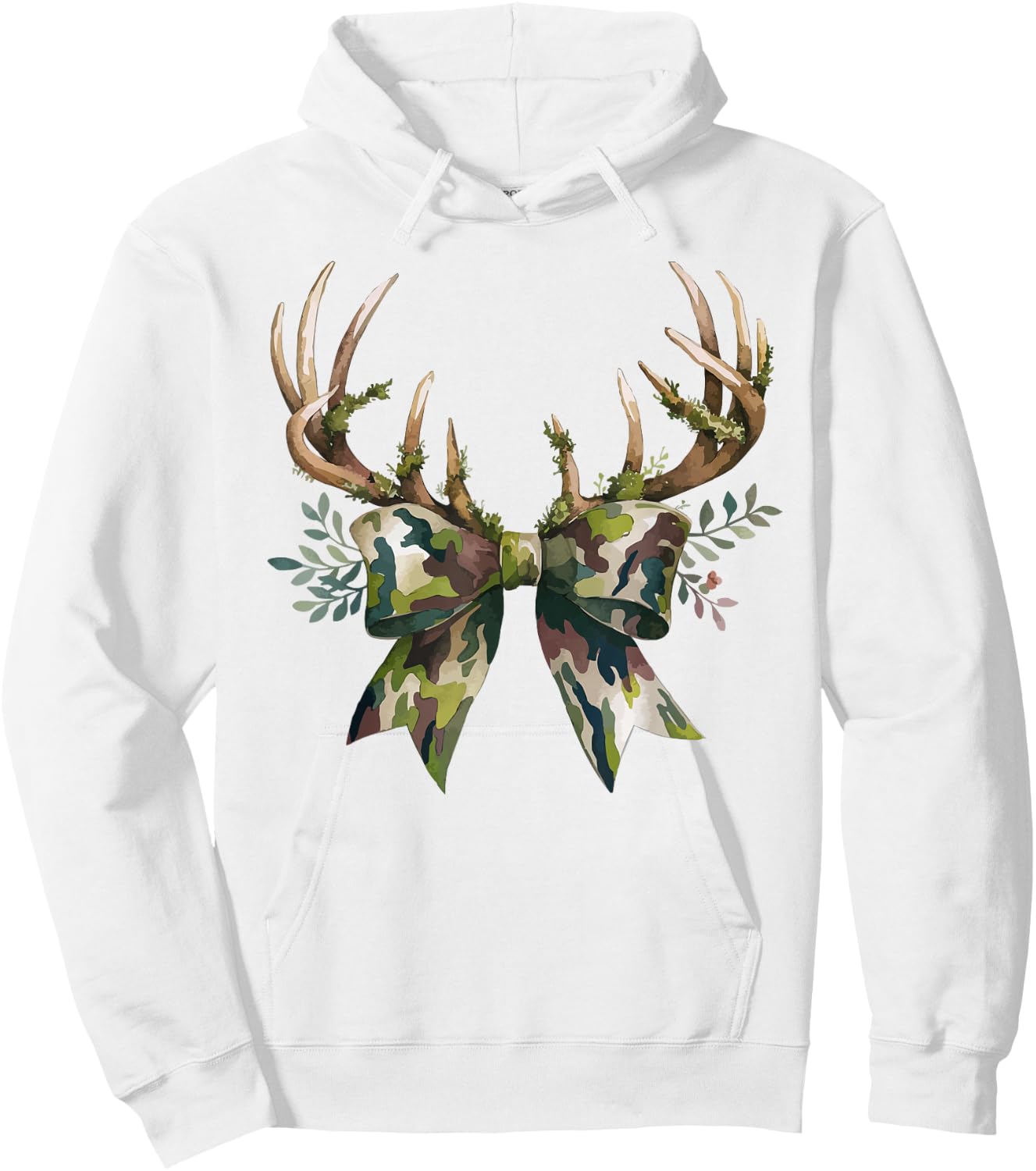 Coquette Camo Bow Camouflage Antlers Hunting Duck Women Girl Hoodie - Hoodie | White