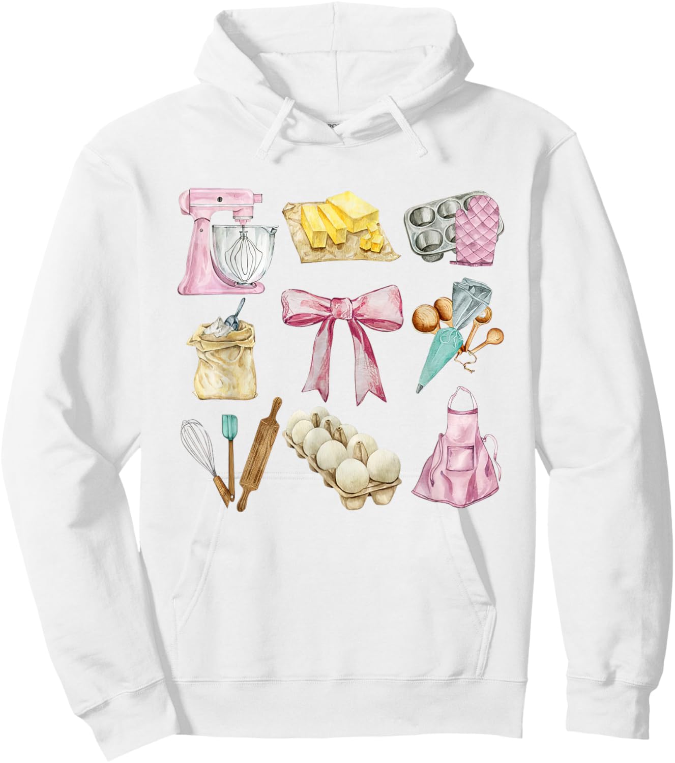Retro Coquette Baker Aesthetic Bake Lover Baking Women Girls Hoodie - Hoodie | White