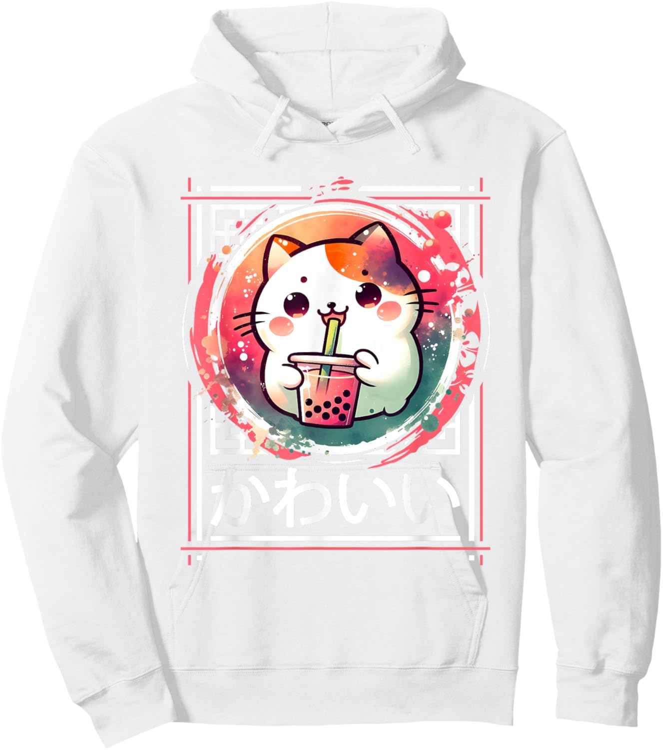 Cute Cat Boba Tea Anime Japanese Kids Teens , Black, S Hoodie - Hoodie | White