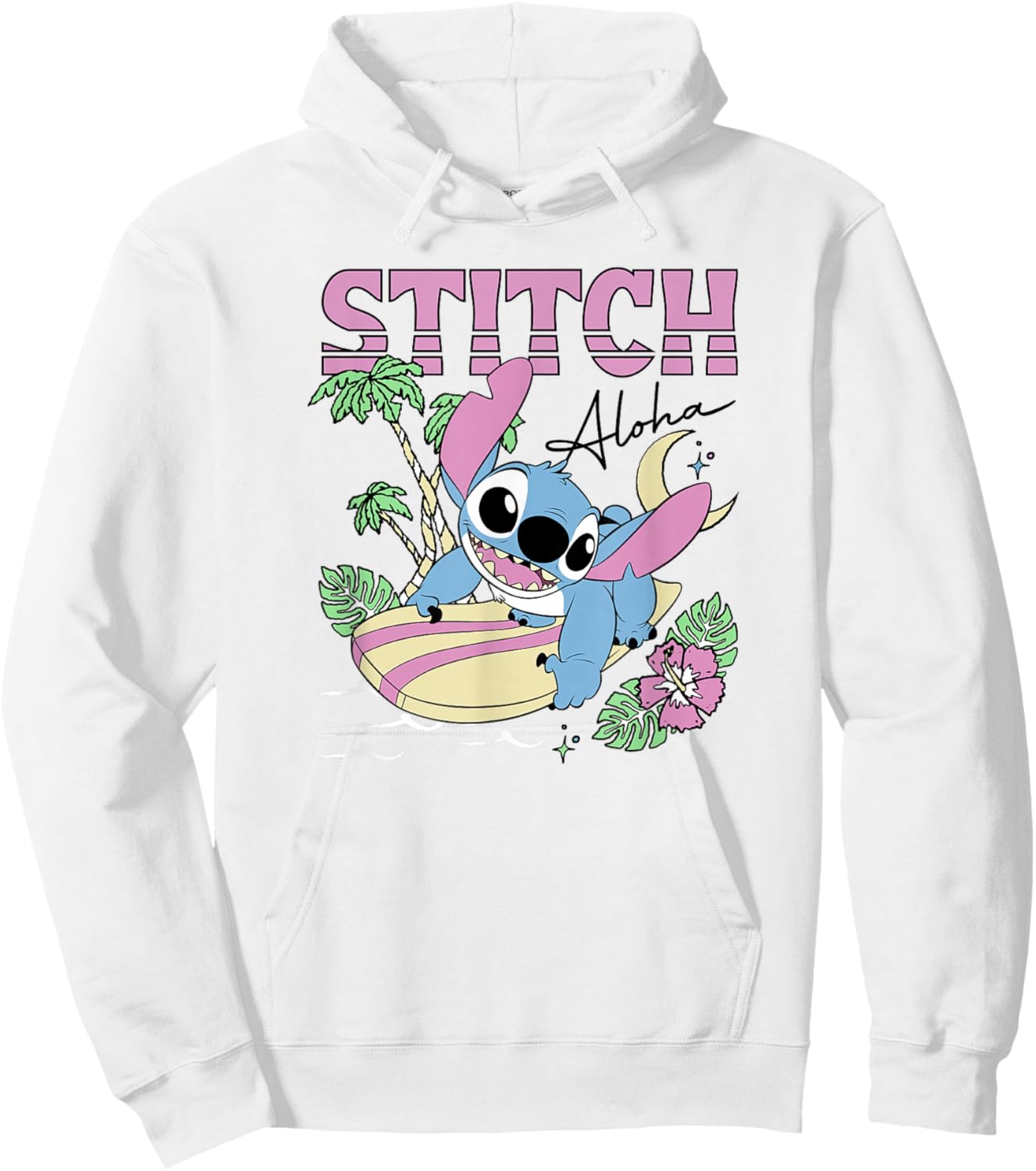 Disney Lilo & Stitch Aloha Hawaiian Surf Poster Hoodie - Hoodie | White