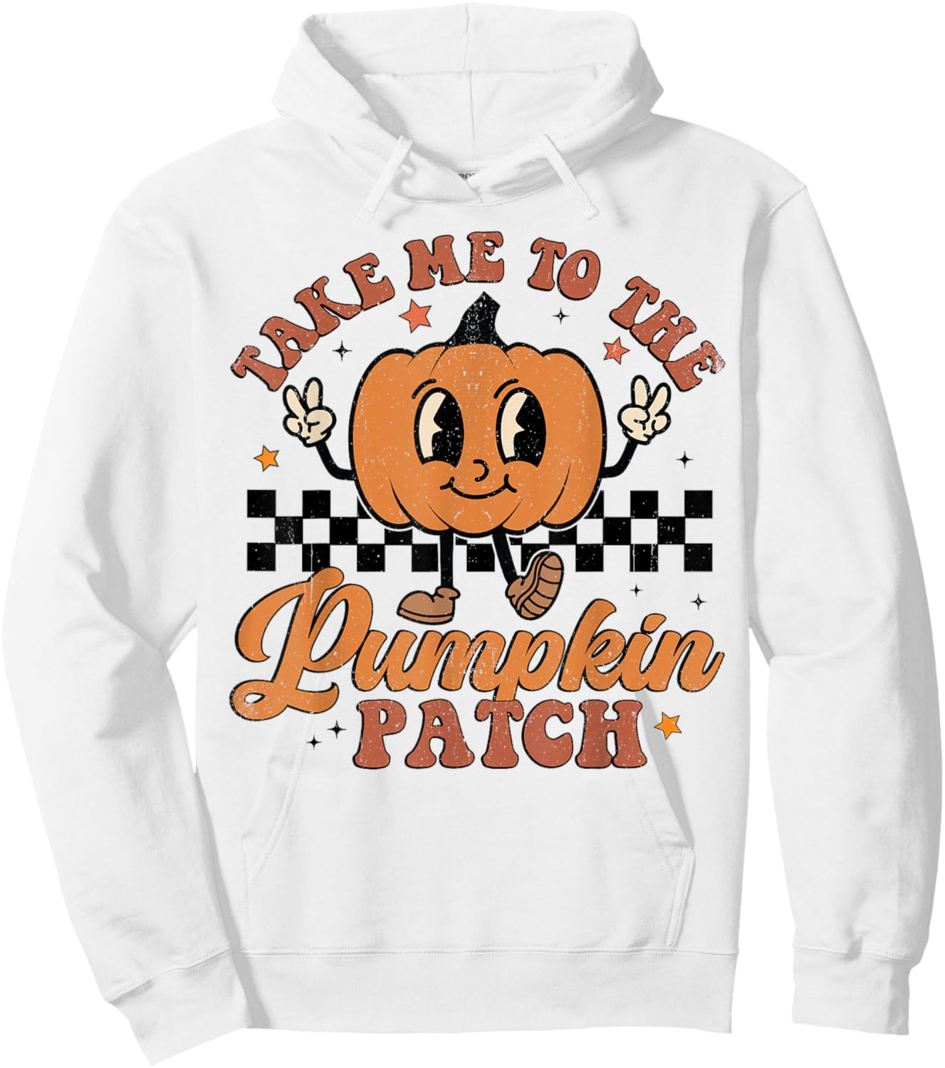 Retro Groovy Take Me To The Pumpkin Patch Fall Thanksgiving Hoodie - Hoodie | White