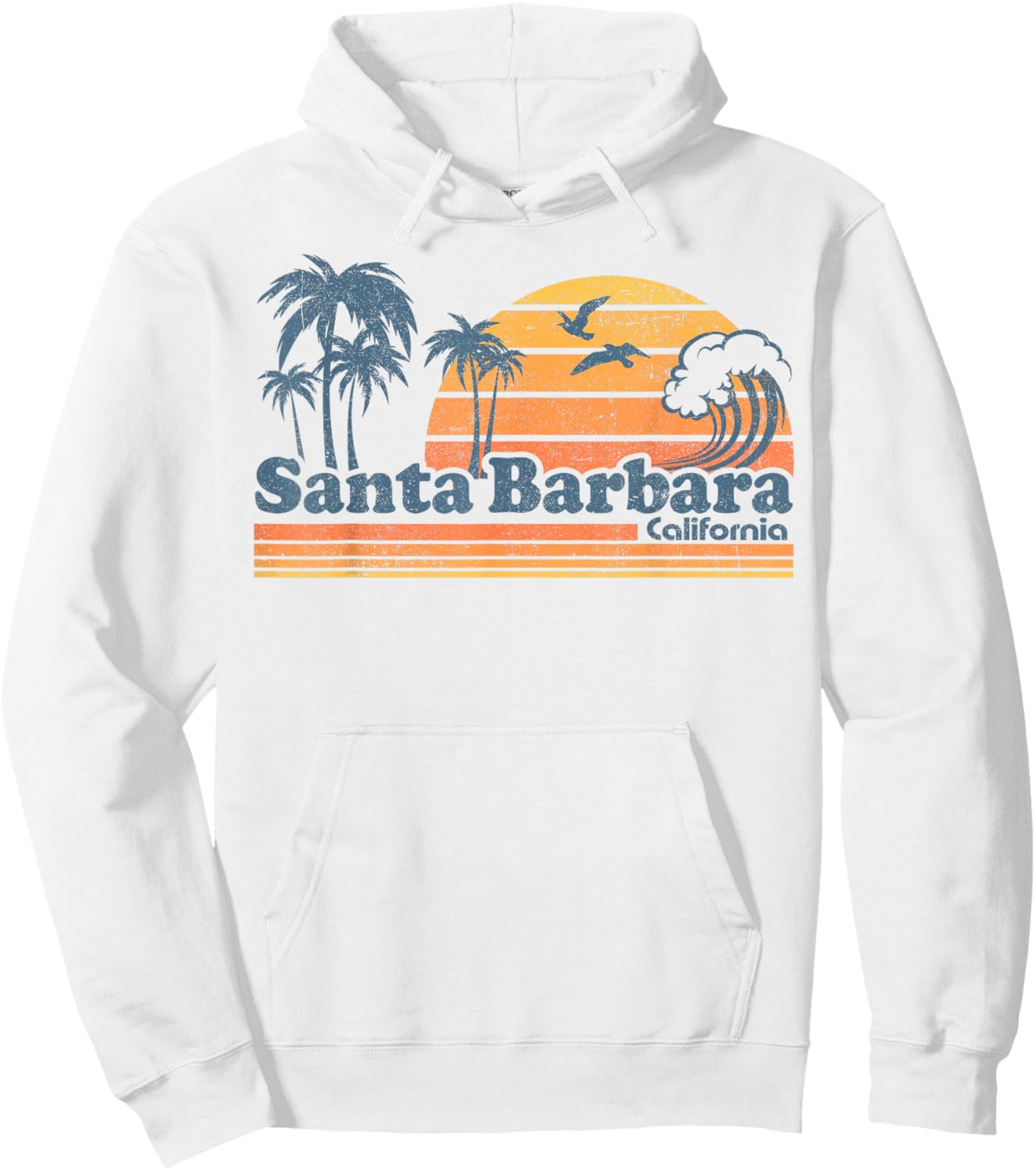 Santa Barbara California Beach Vacation Cute Cali 70s Retro Men Women Kids Hoodie - Hoodie | White