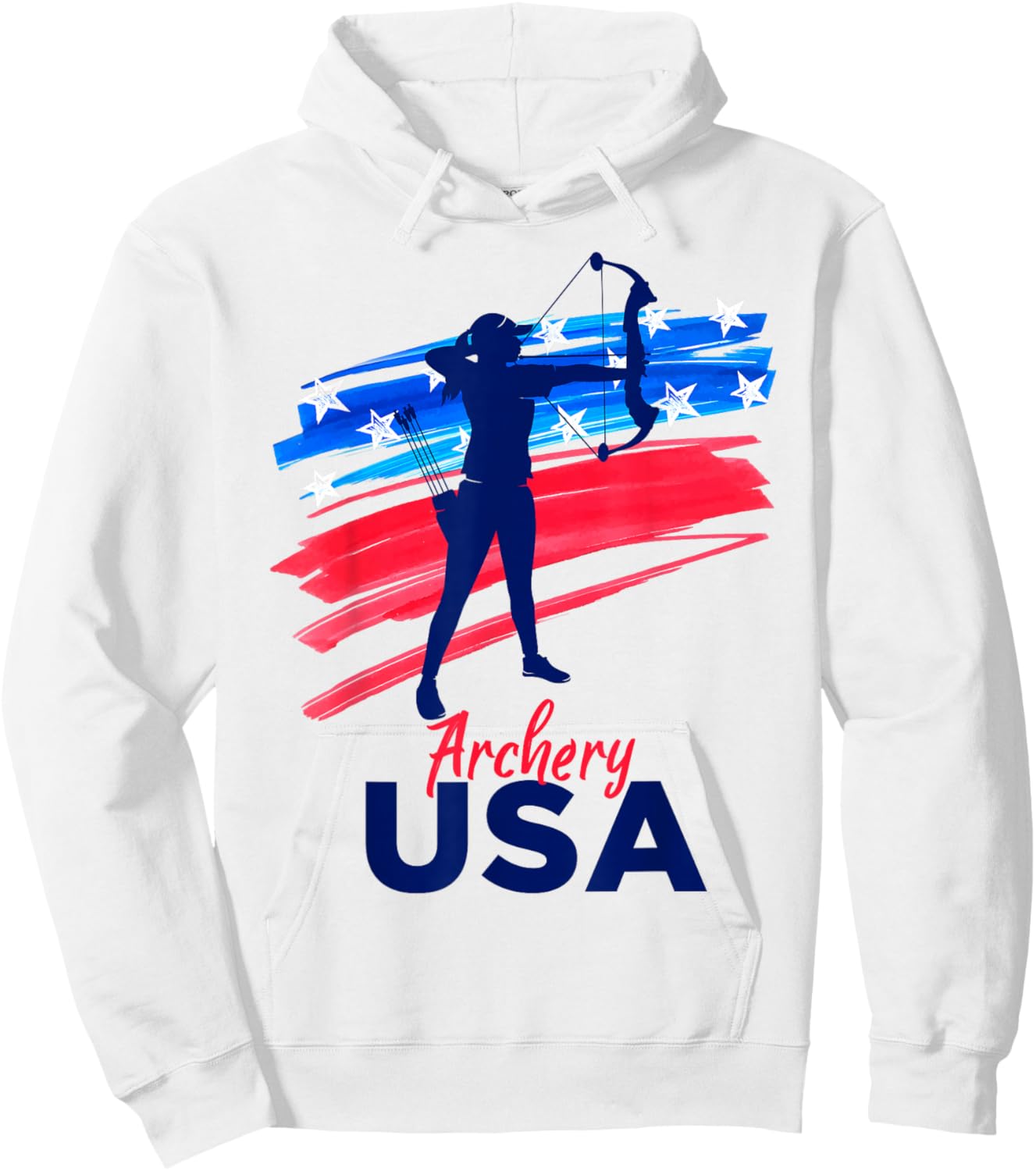 Archery Support the Team Player USA Flag Archer Hoodie - Hoodie | White