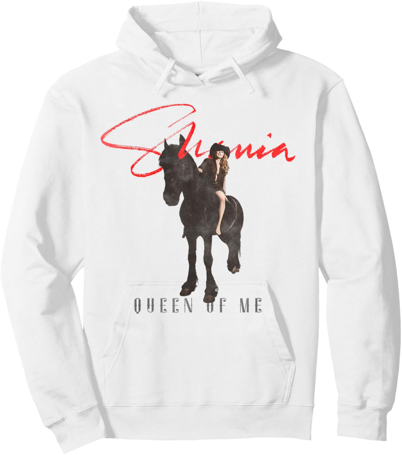 Official Shania Twain Queen of Me Horseback Grey Hoodie - Hoodie | White