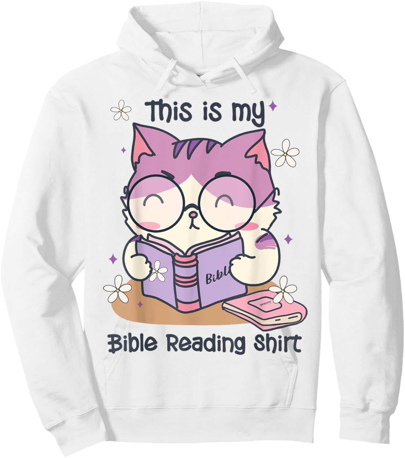 This Is For Bible Reading Cute Cat Christian Hoodie - Hoodie | White