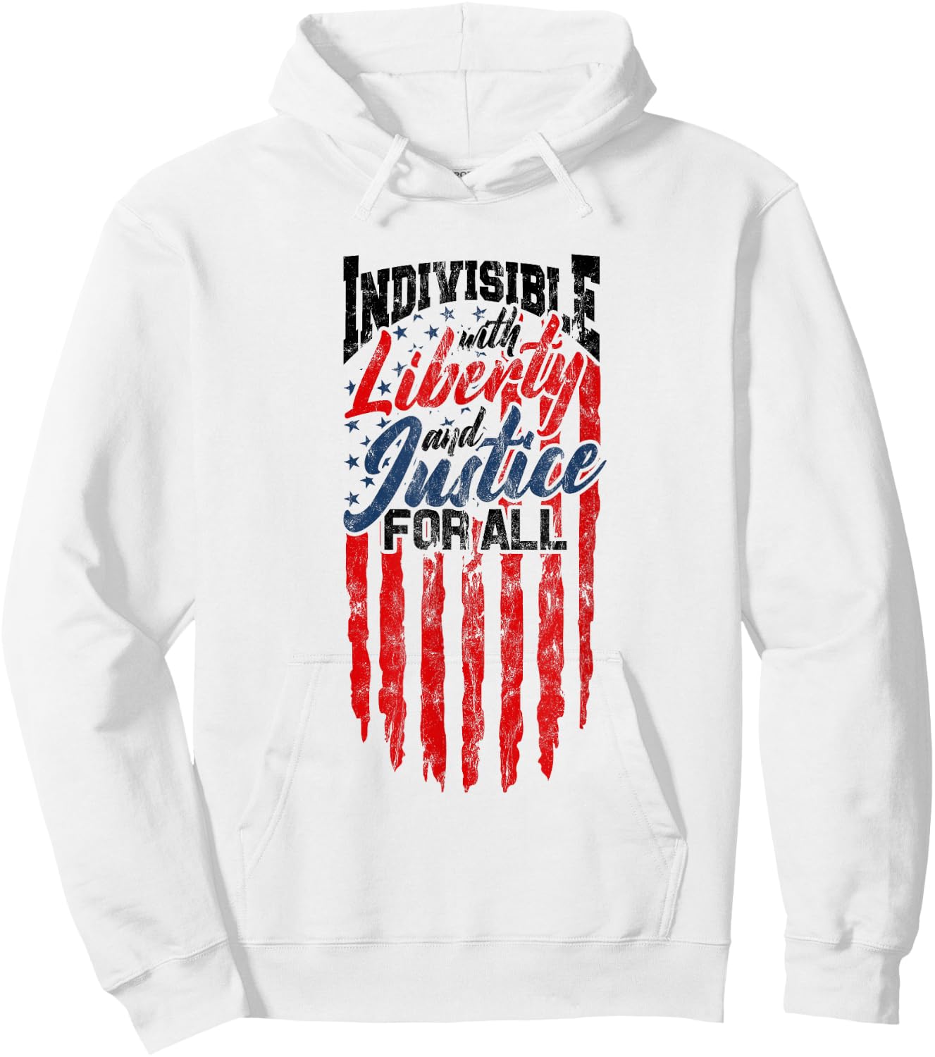 Indivisible with Liberty and Justice for All - US Flag Hoodie - Hoodie | White