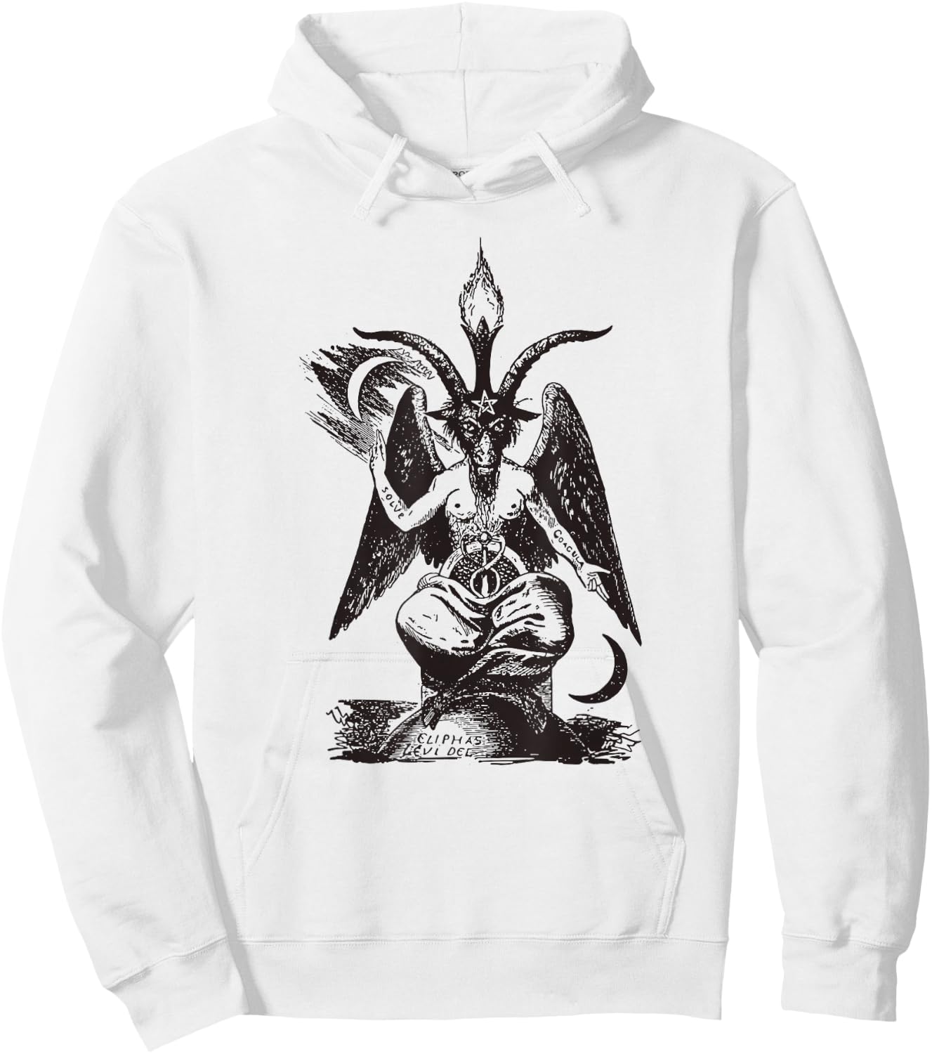 Baphomet Mystic Occult Goth Demon Satan Satanism Black White Hoodie - Hoodie | White