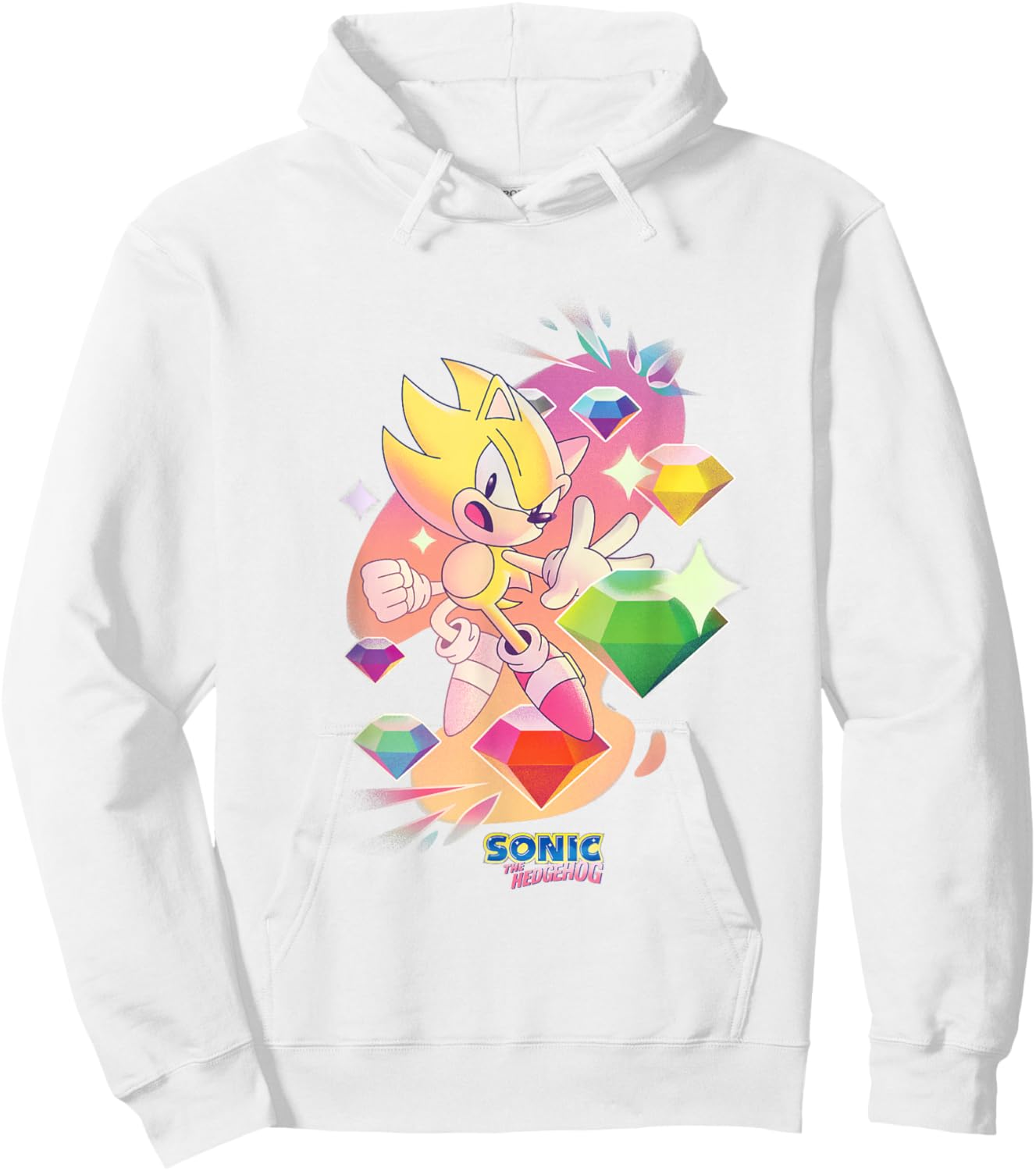 Sonic The Hedgehog Super Sonic Chaos Emeralds Vintage Hoodie - Hoodie | White