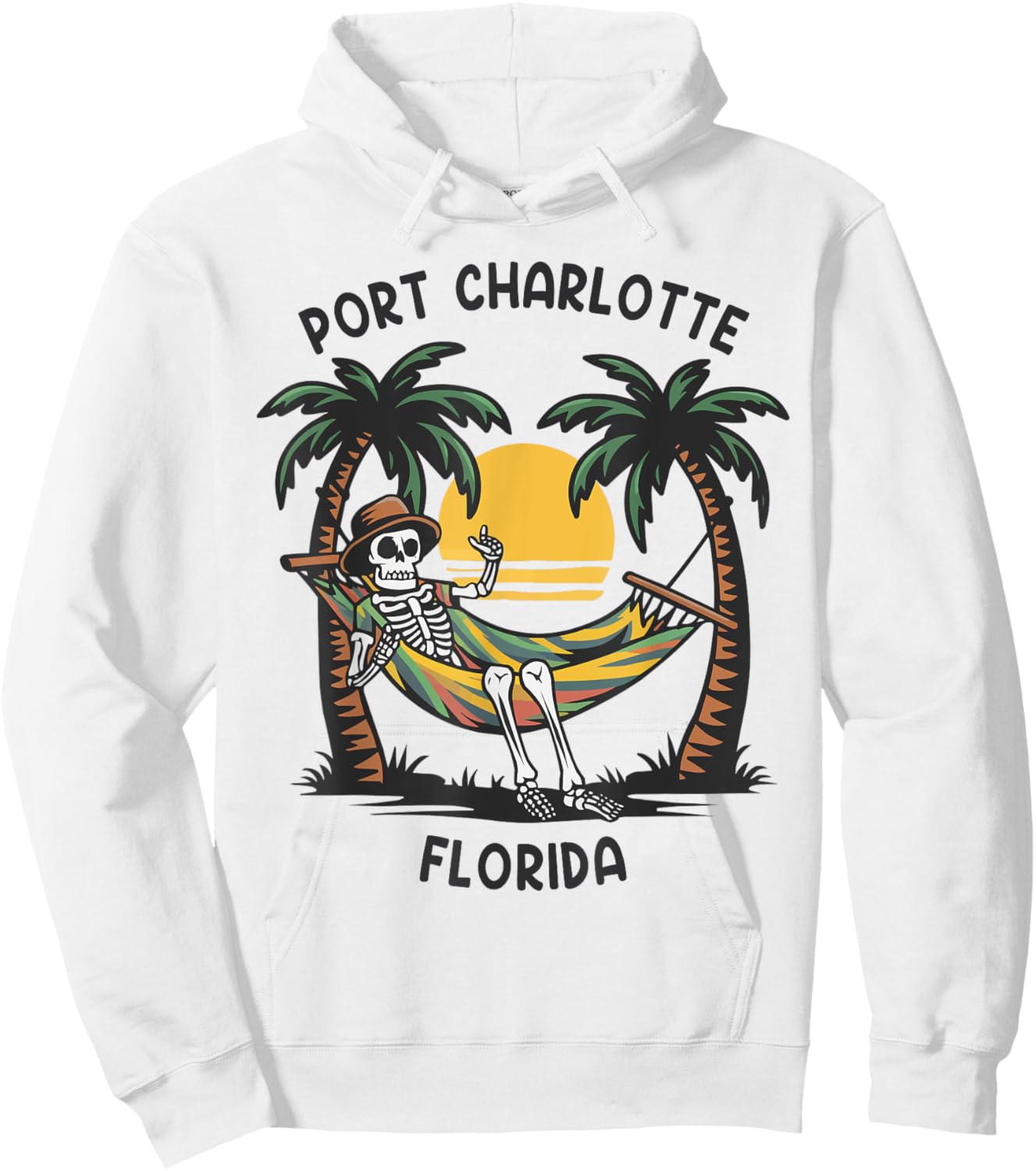 Vintage Port Charlotte Florida Palms FL Sunset Funny Hoodie - Hoodie | White