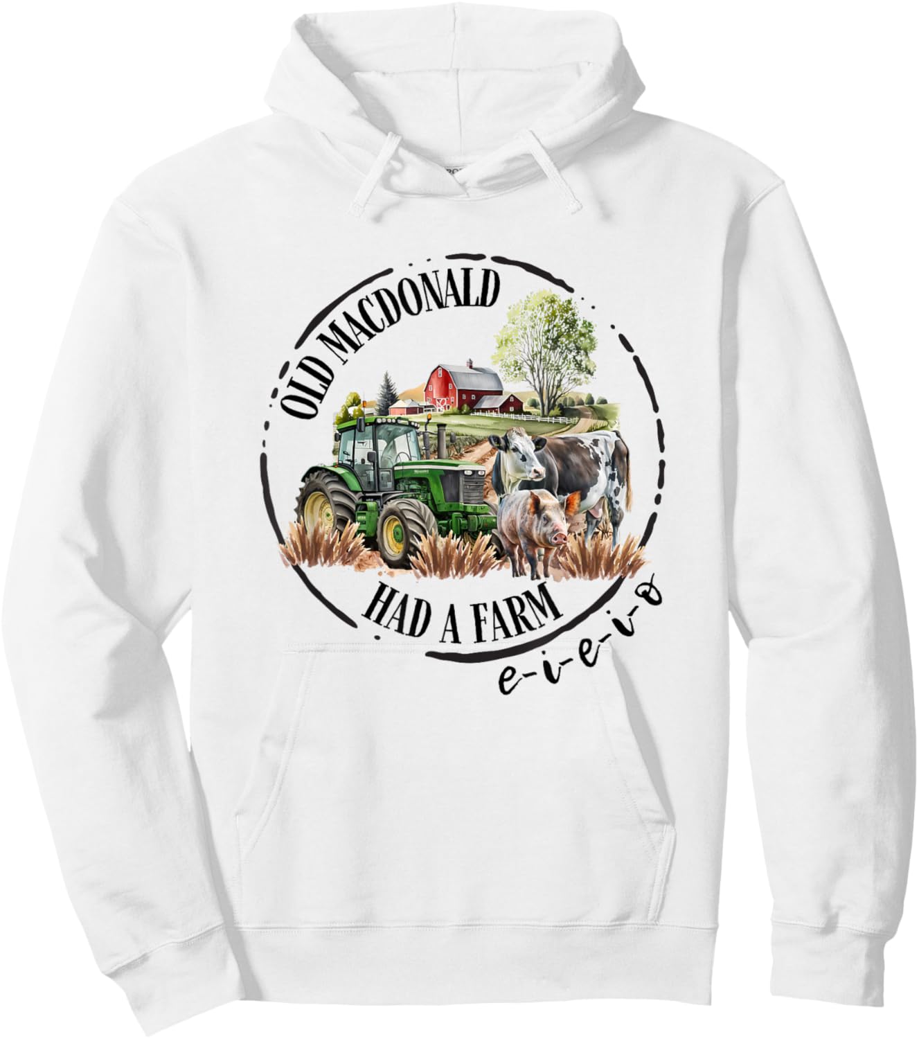Toddler Kids Old MacDonald Had a Farm E-I-E-I-O Nursery Song Hoodie - Hoodie | White