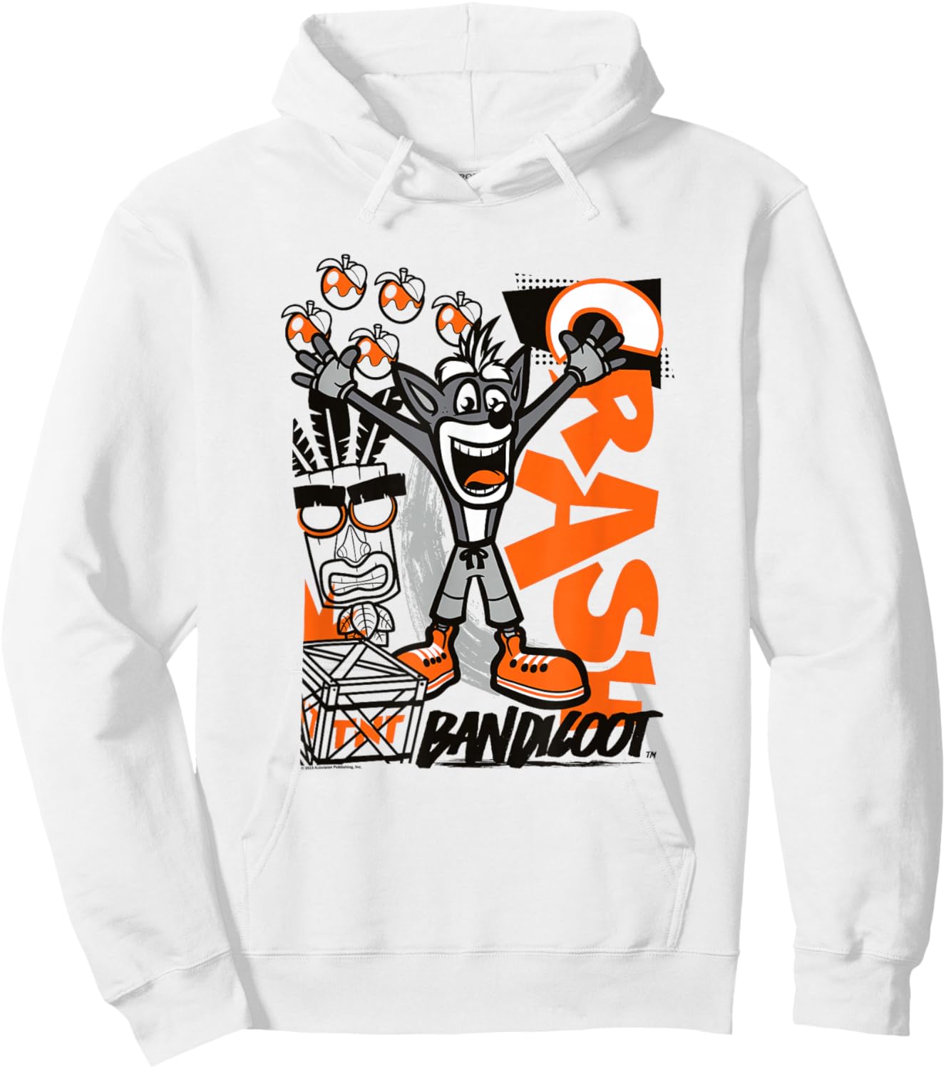 Crash Bandicoot Retro Vintage Crash Wumpa Graffiti Badge Hoodie - Hoodie | White