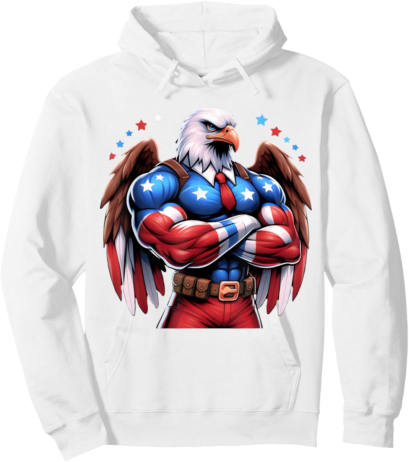 Patriotic US Flag Patriotic Eagle July USA American Flag Women Men Hoodie - Hoodie | White