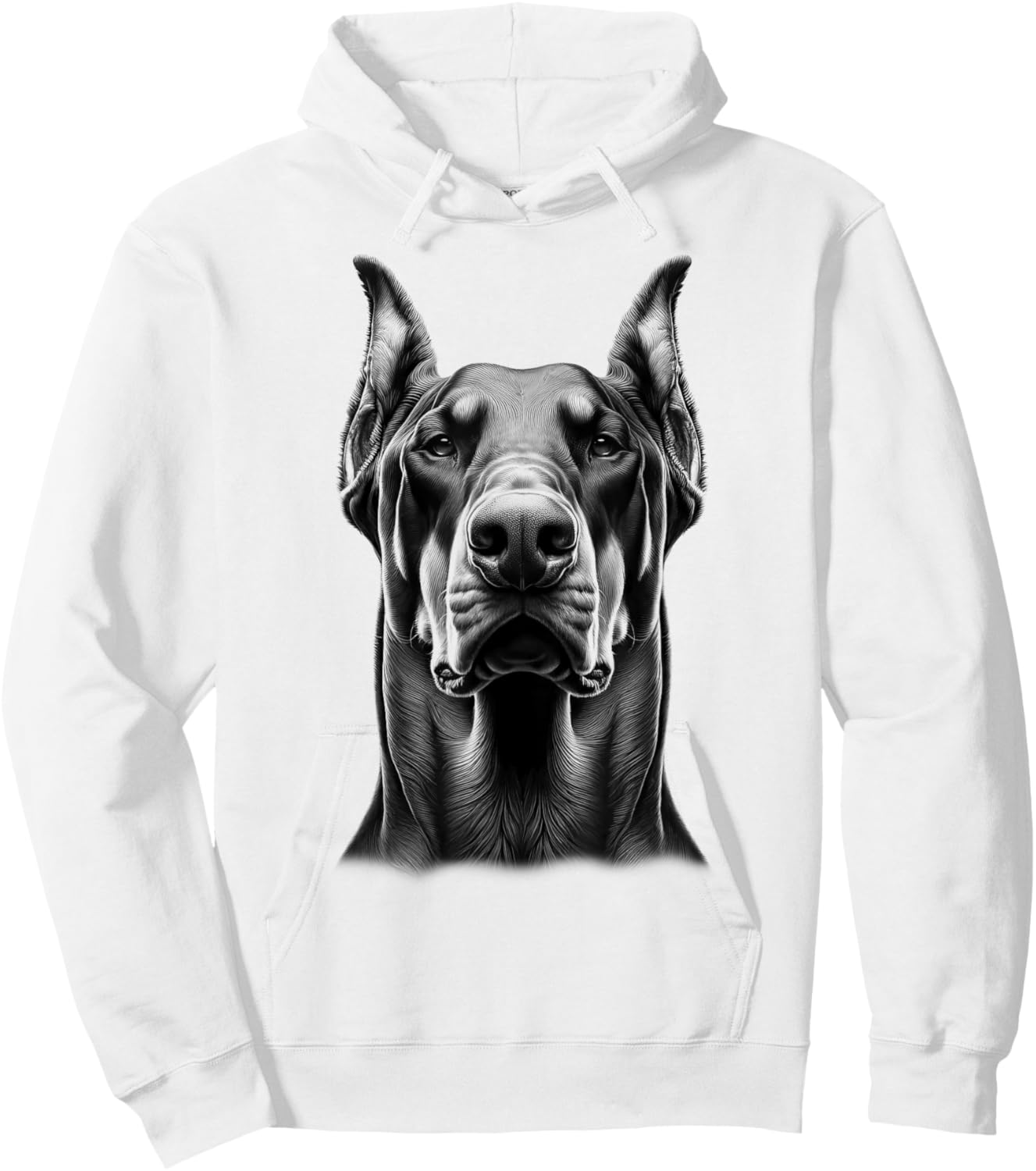 Proud Doberman Dog Portrait in Drawing Style Hoodie - Hoodie | White