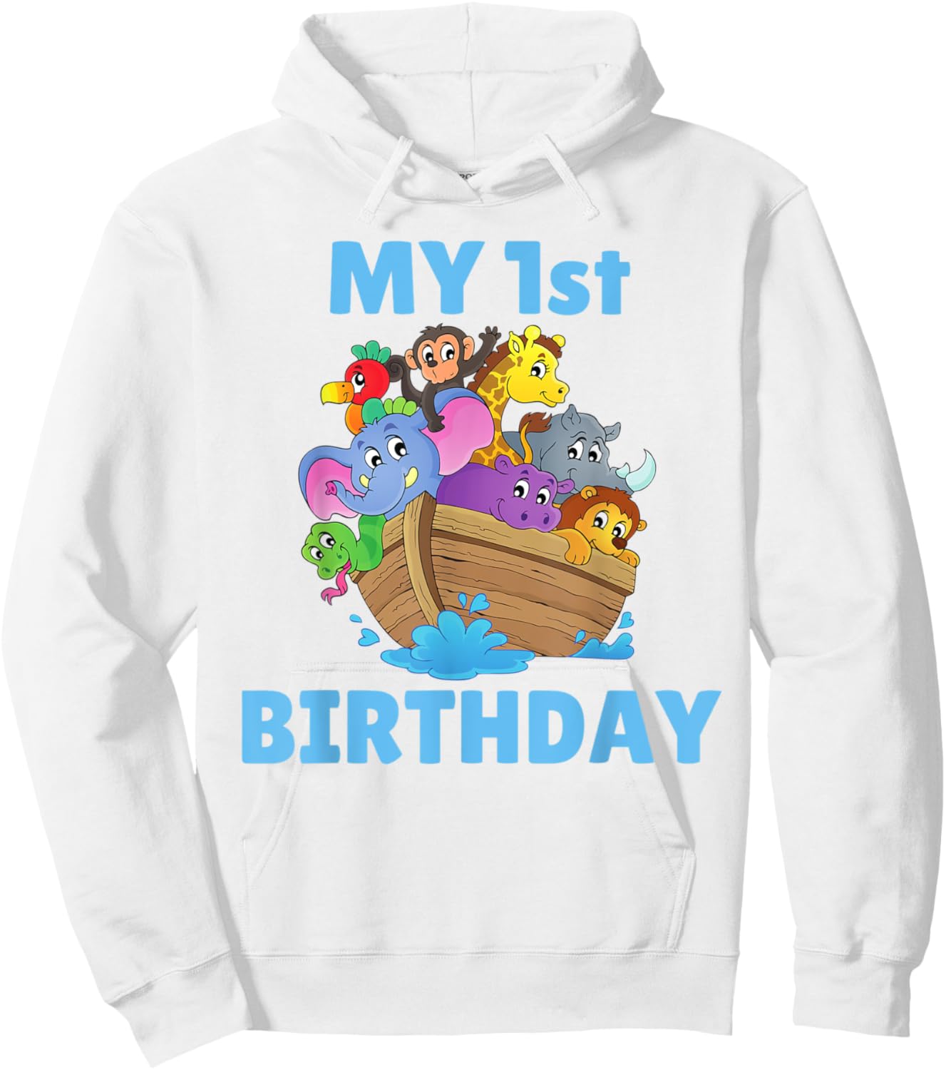 Noahs Ark First Birthday Party 1st Year Kids Toddler Animals Hoodie - Hoodie | White