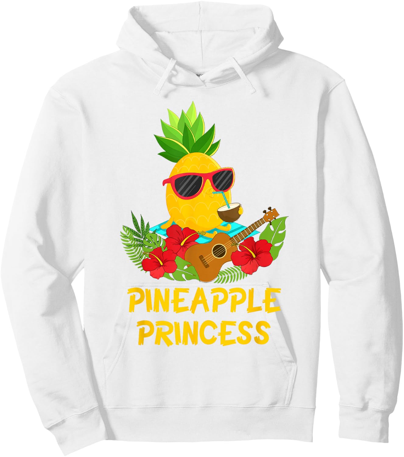 Pineapple Shirt Pineapple Princess with Ukulele Gifts Hoodie - Hoodie | White