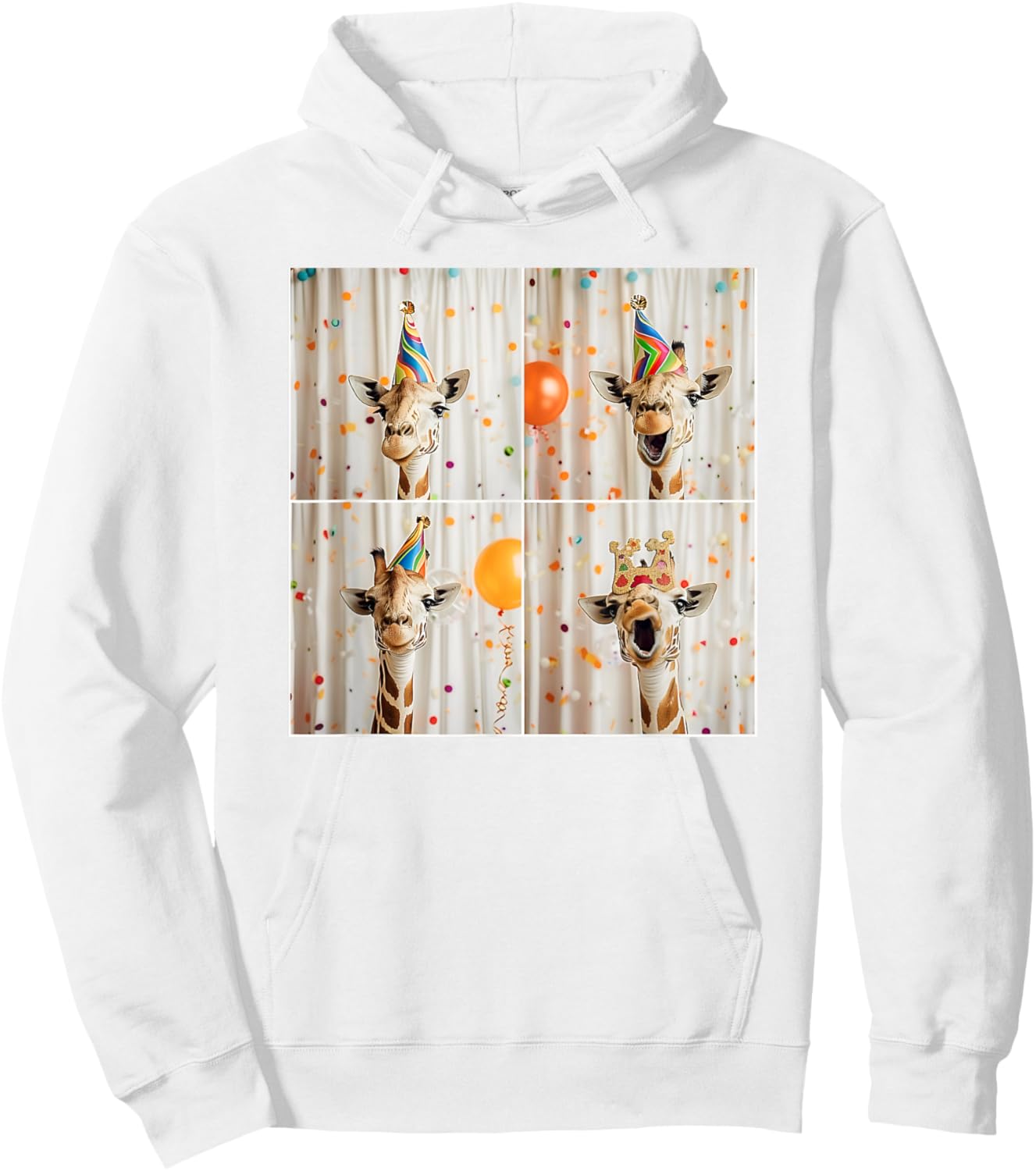 Happy Giraffe Face Jungle Animal Selfie Birthday Giraffe Hoodie - Hoodie | White
