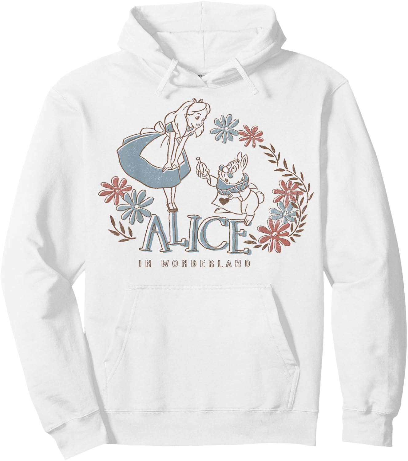 Disney Alice In Wonderland Alice And White Rabbit Floral Hoodie - Hoodie | White