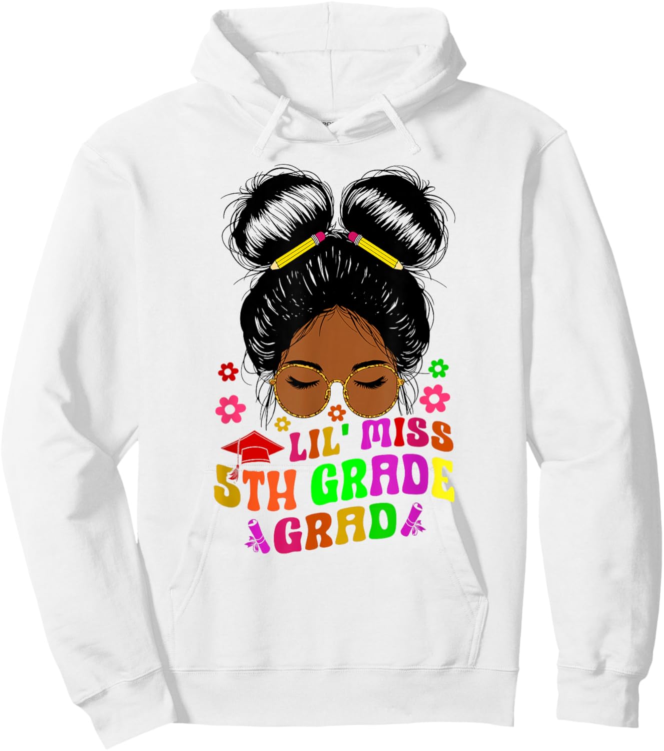 5th Grade Graduation Shirt Black Girls Little Miss 5th Grade Hoodie - Hoodie | White