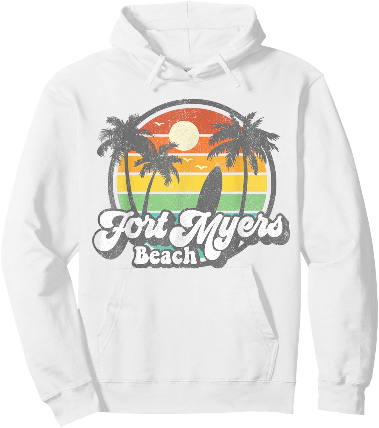 Vintage Fort Myers Beach Florida Surfing Retro 70s Surf Gift Hoodie - Hoodie | White