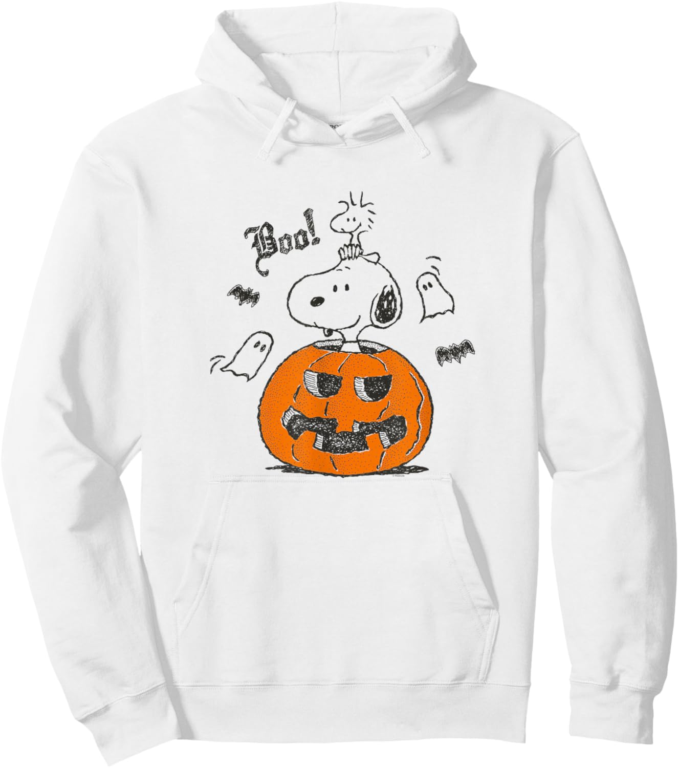 Peanuts - Snoopy Woodstock Halloween Pumpkin Boo Hoodie - Hoodie | White