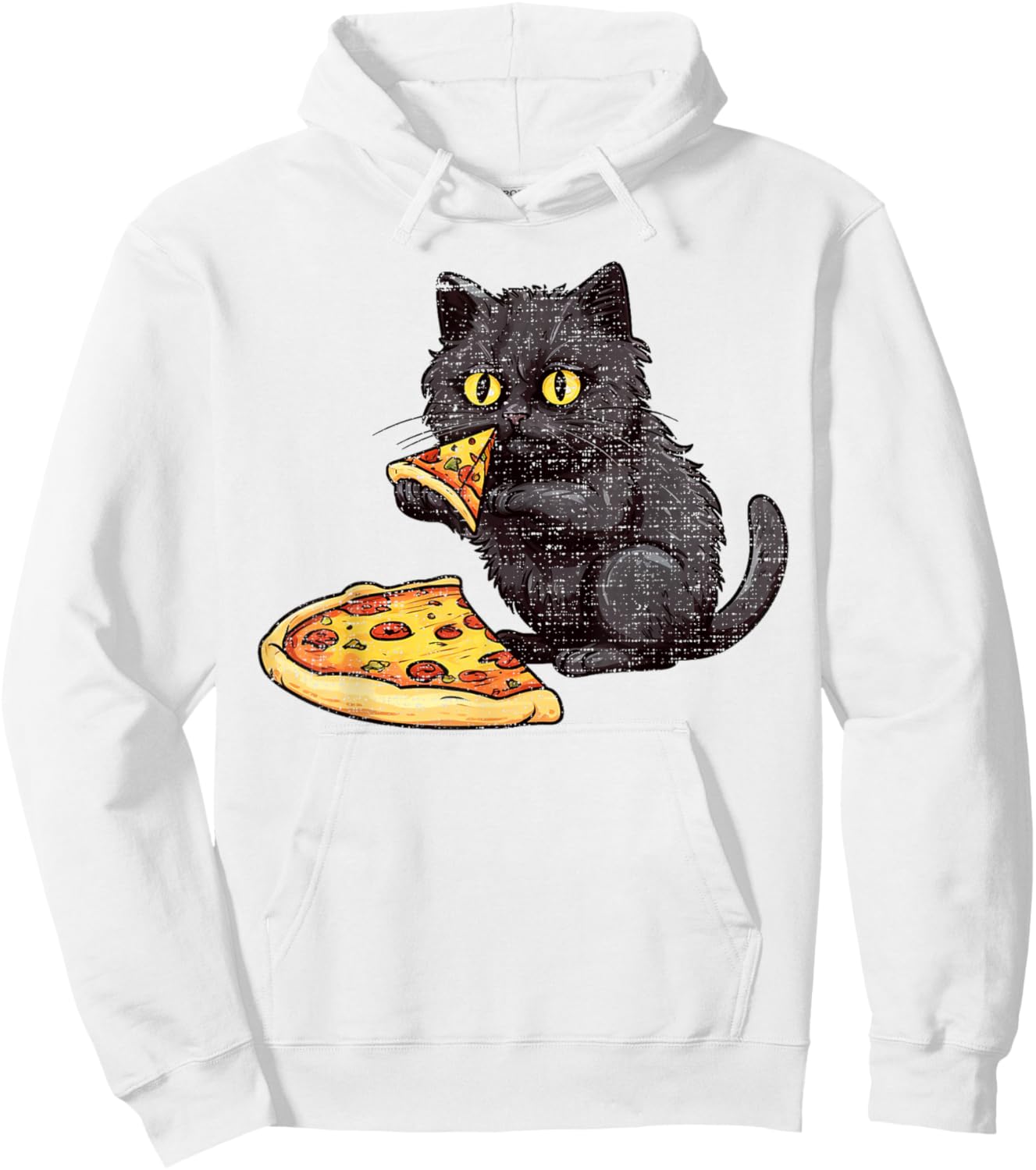 Black Cat Pizza, Kitty Cat Lovers Pizza Slice Watercolor Hoodie - Hoodie | White