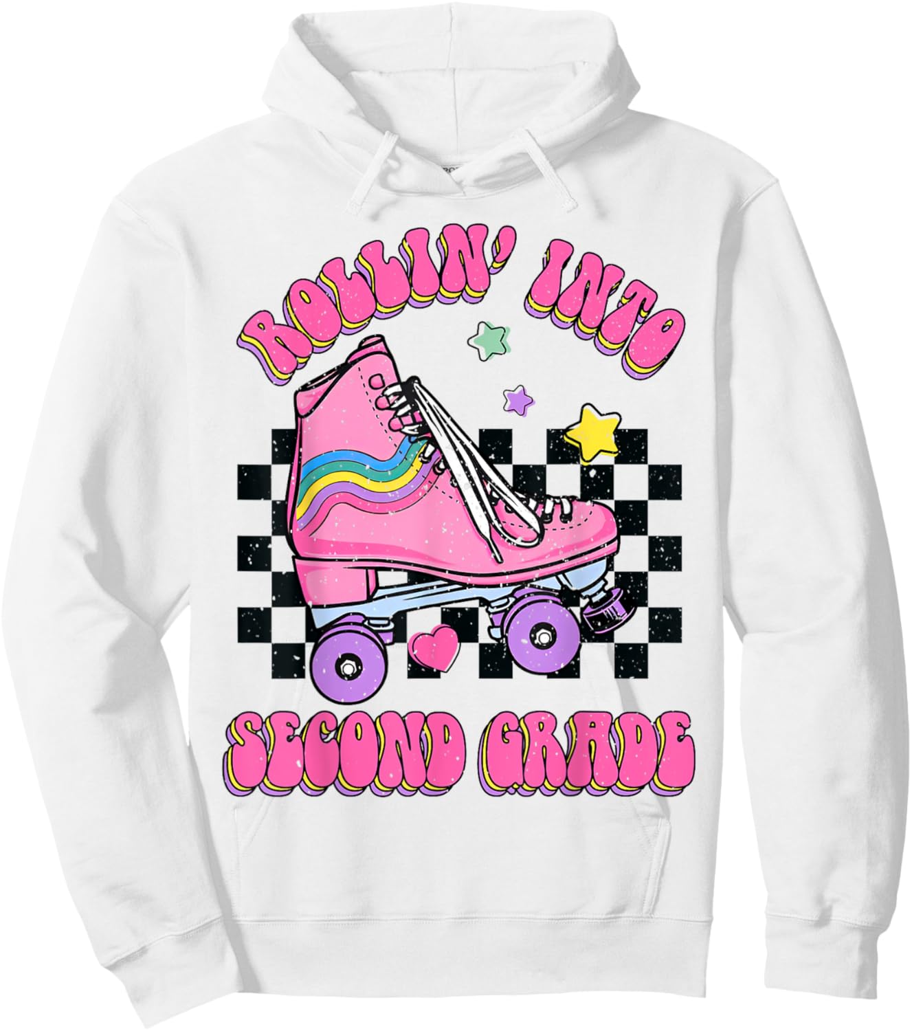 Rollin Into Second Grade Skating Back To School Kids Girls Hoodie - Hoodie | White