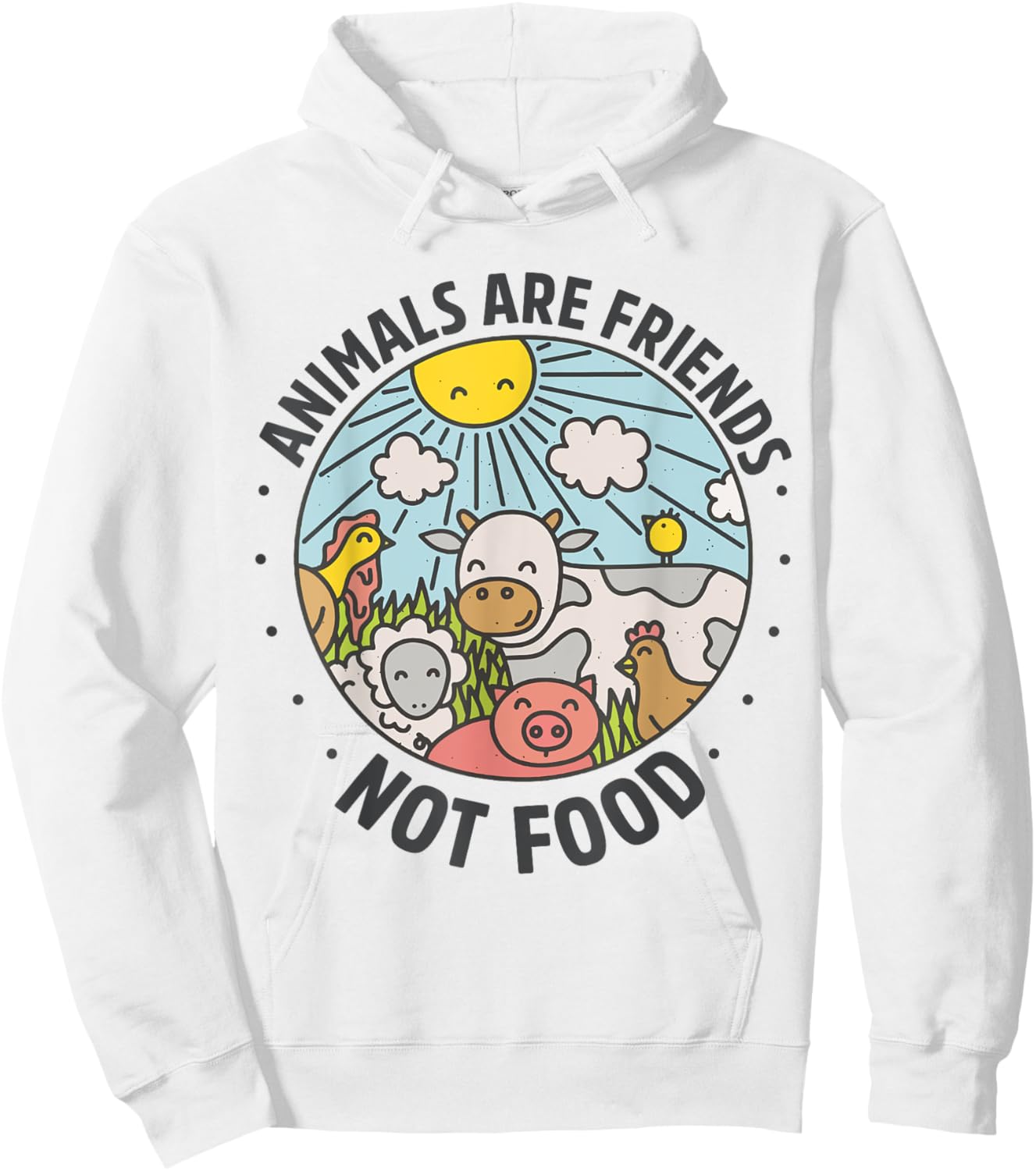 Animals Are Friends Not Food Animal Lover Funny Vegetarian Hoodie - Hoodie | White