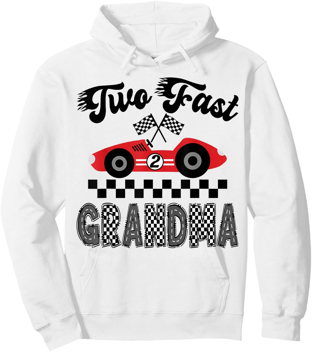 Two Fast Grandma of The Birthday Boy Racing Car Matching Hoodie - Hoodie | White