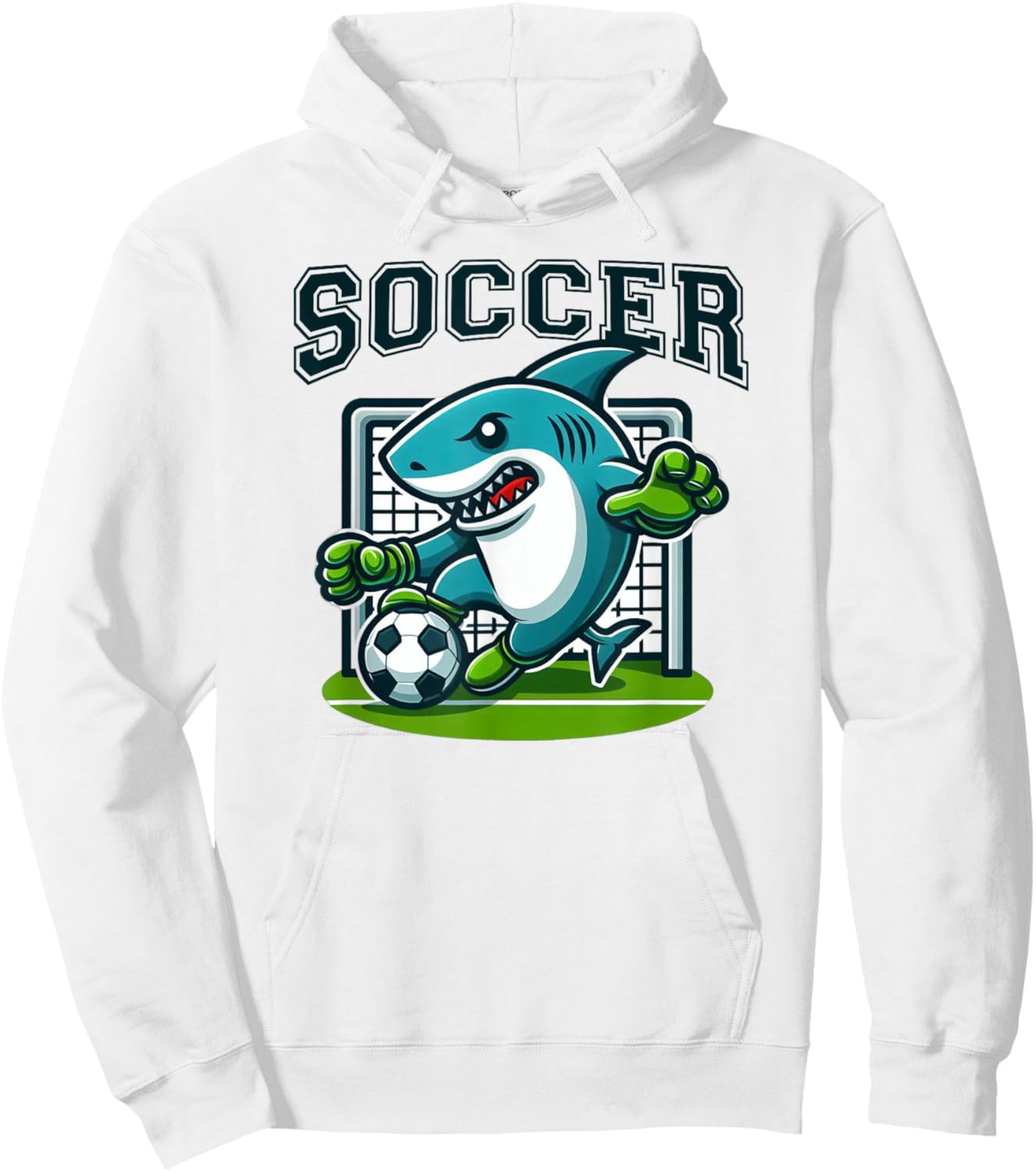 Soccer Shark Playing Soccer Hoodie - Hoodie | White