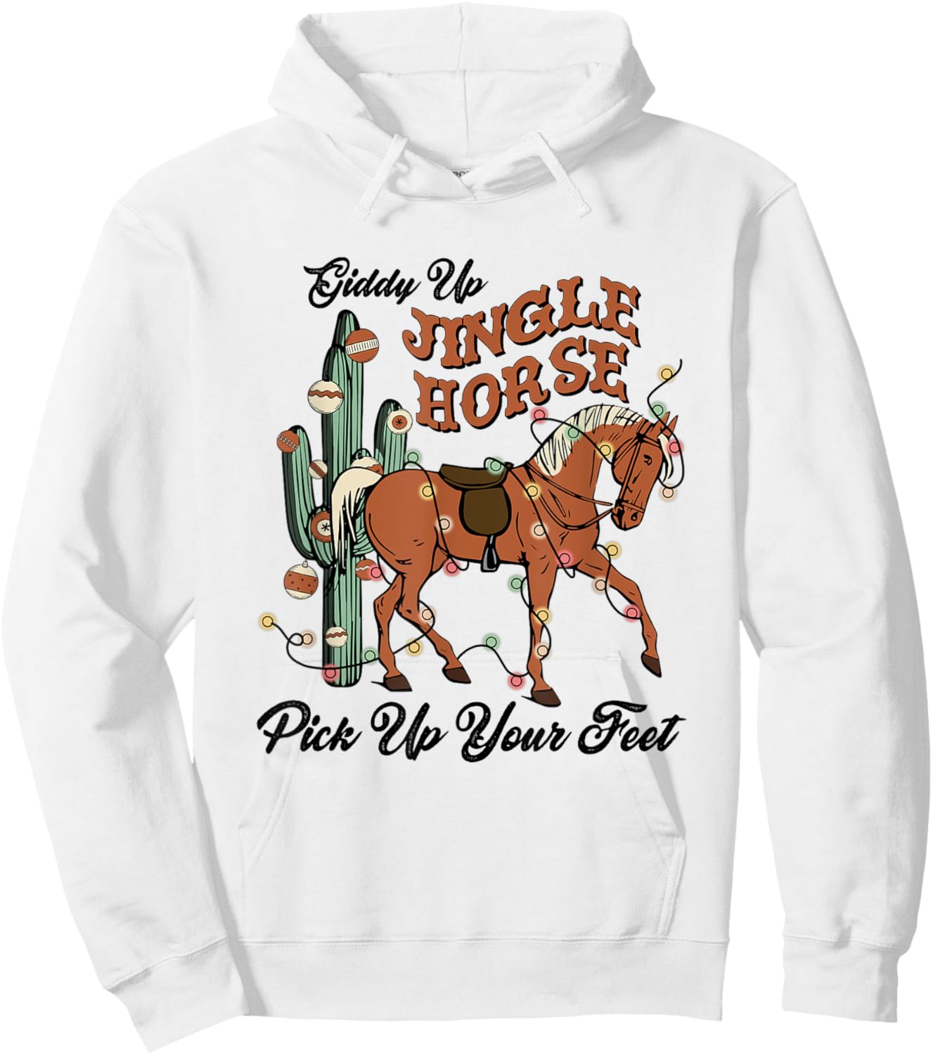Giddy-Up Jingle Horse Pick Up Your Feet, Xmas Horse Lover Hoodie - Hoodie | White