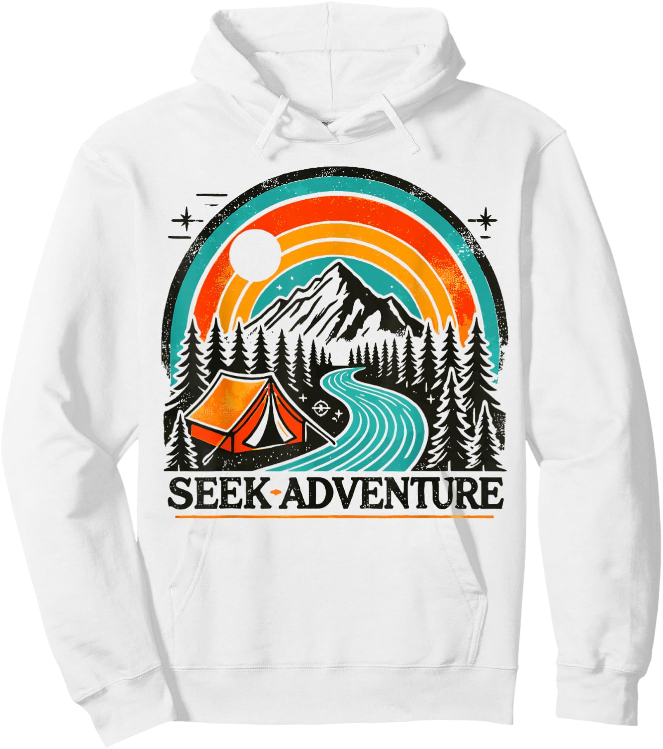 Seek Adventure Graphic Explore the Outdoors & Camping Fun Hoodie - Hoodie | White