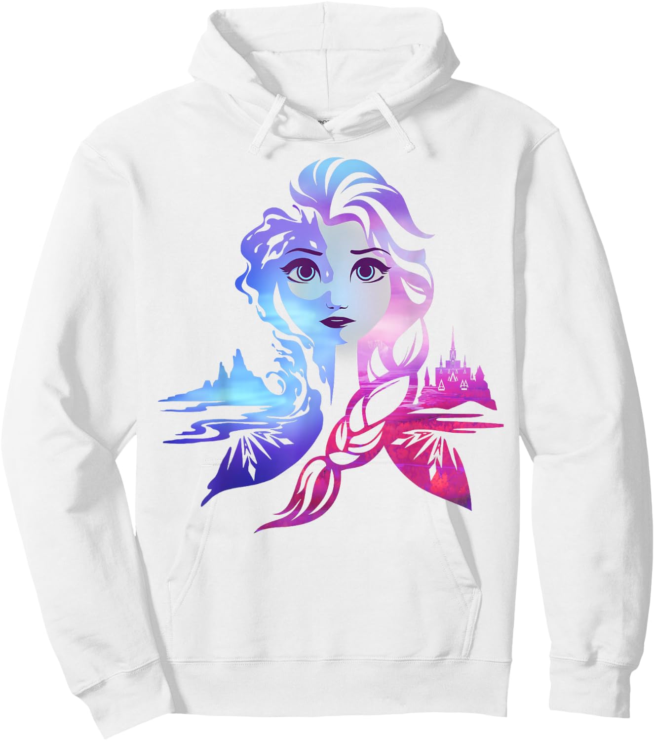 Disney Frozen 2 Elsa Two Tone Gradient Portrait Hoodie - Hoodie | White
