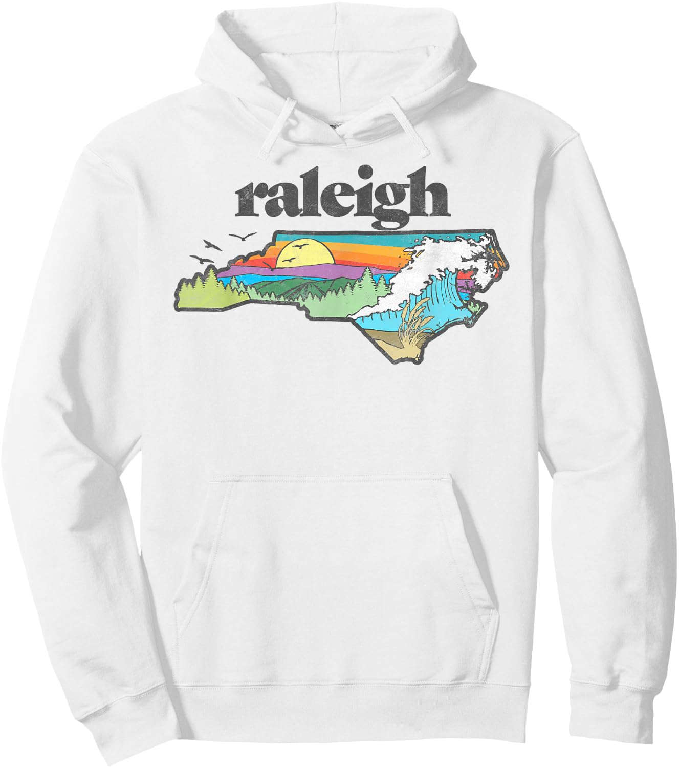 Raleigh North Carolina Outdoors Retro Nature Hoodie - Hoodie | White