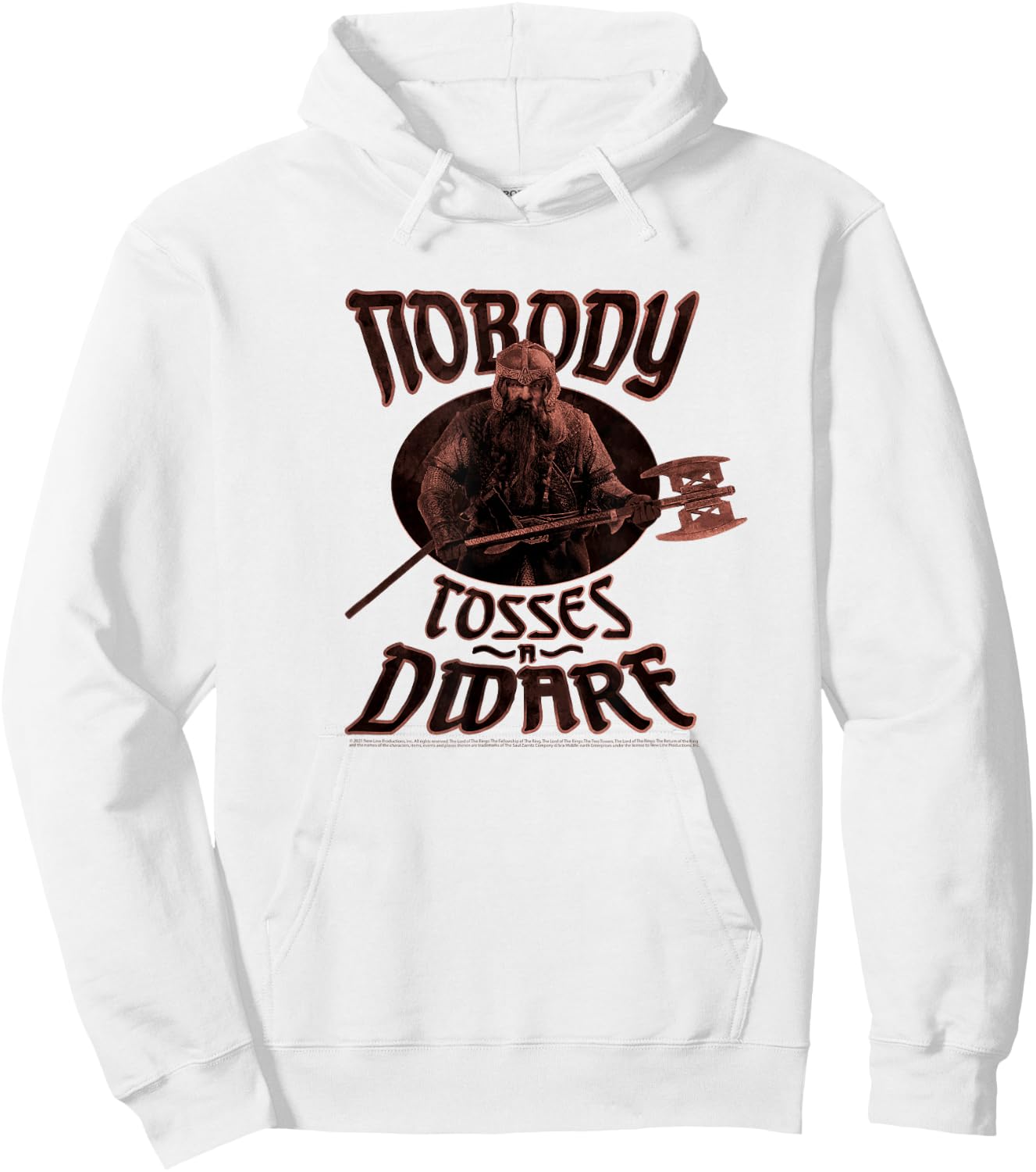 Lord of The Rings Gimli Nobody Tosses A Dwarf Portrait Hoodie - Hoodie | White
