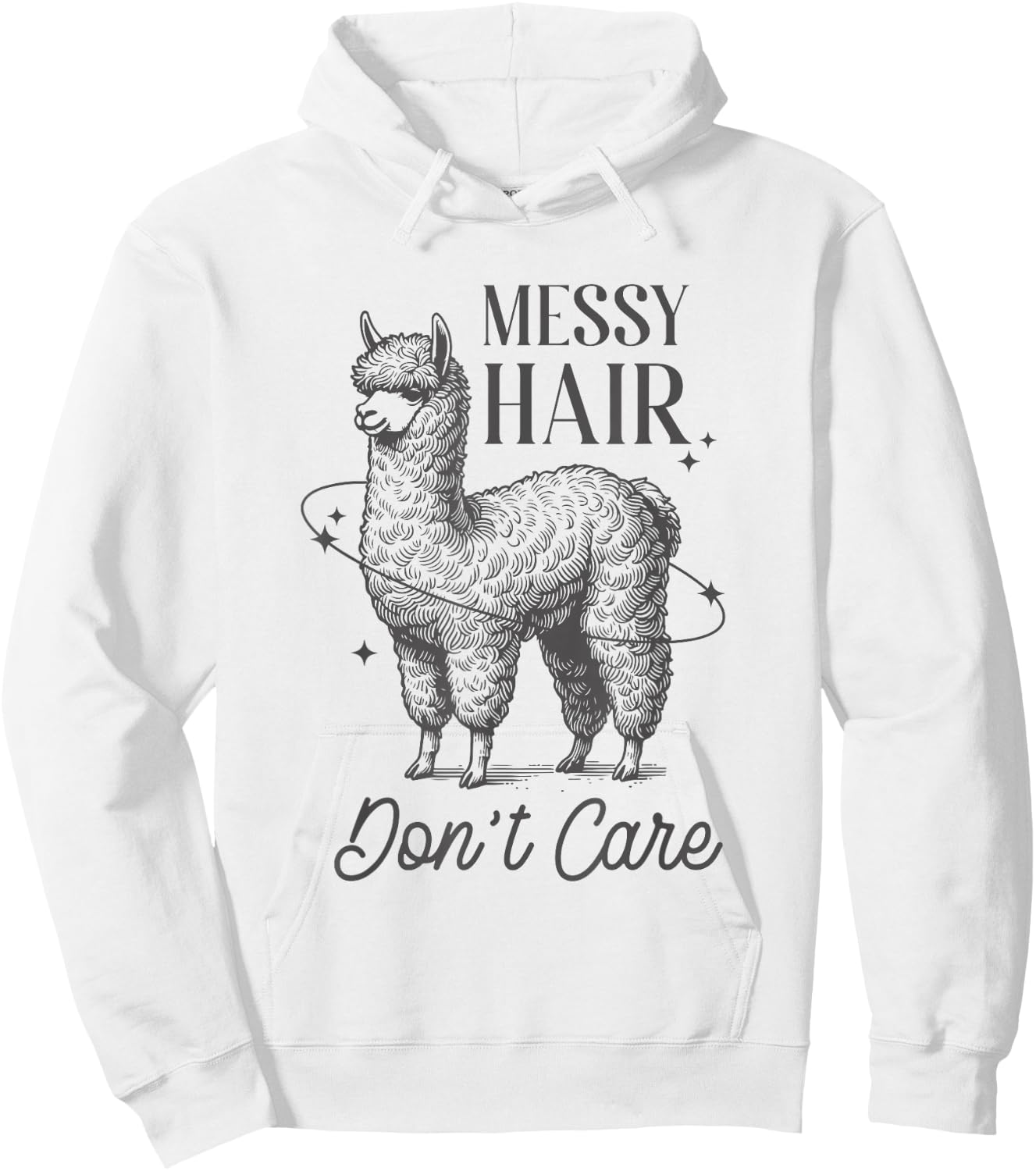 Messy Hair Don’t Care Llama Shirt Funny Trendy Animal Humor Hoodie - Hoodie | White
