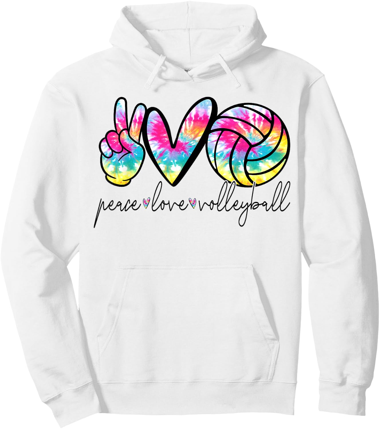 Peace Love Volleyball Tie Dye Cute Volleyball Lover Hoodie - Hoodie | White