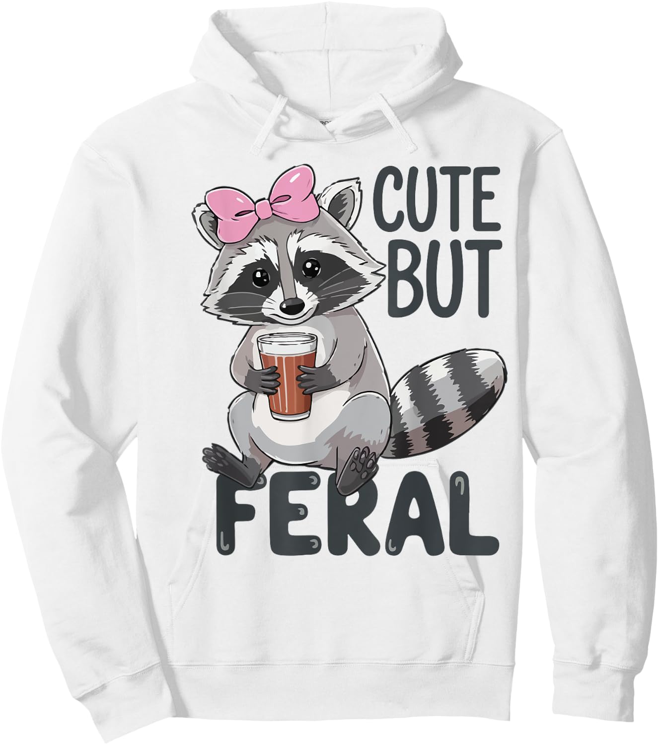 Cute But Feral Raccoon Women Toddler Girl Funny Trash-Panda Hoodie - Hoodie | White