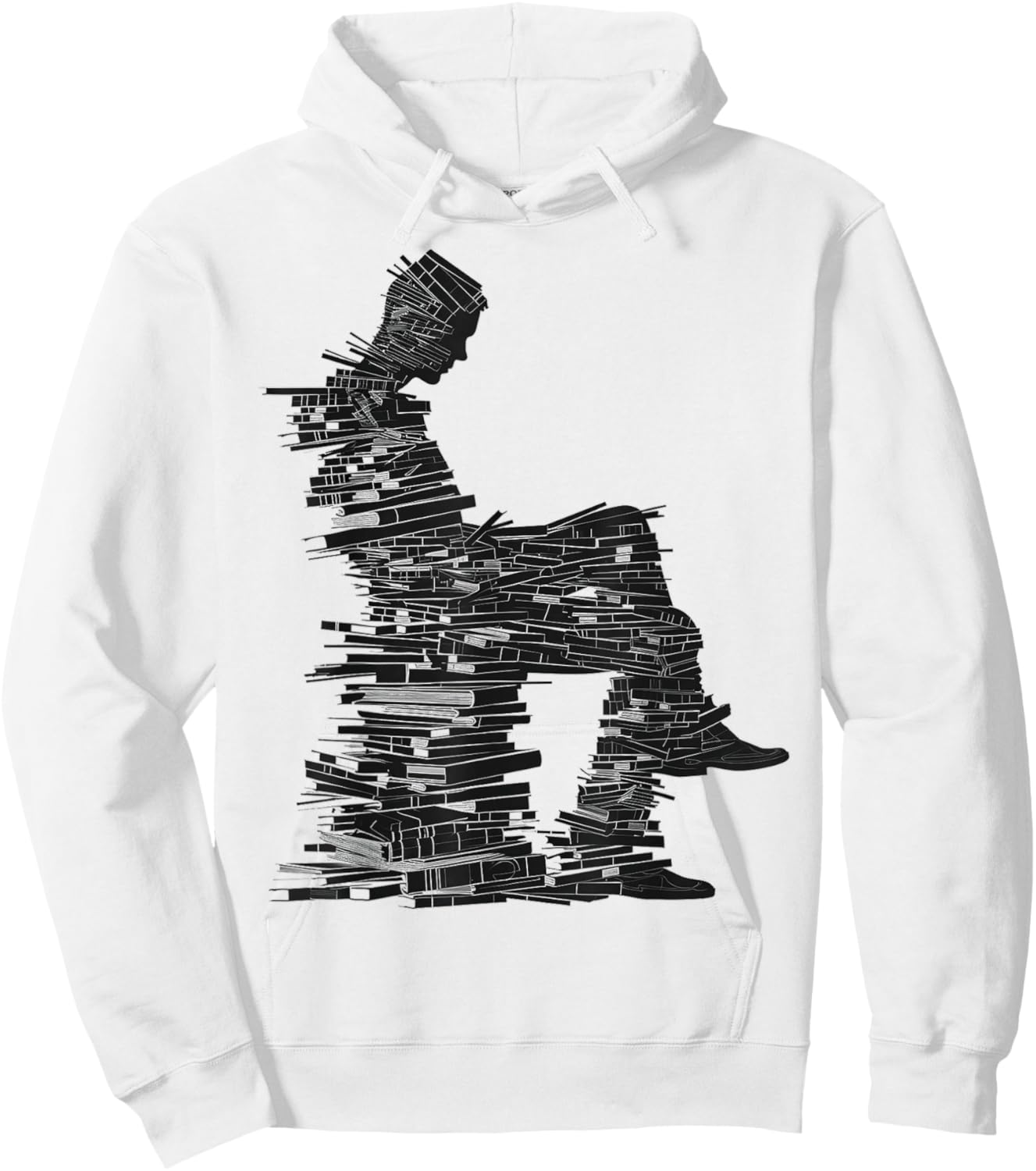 Men Pixel Art Geometric Book Human Drawing Graphic Men Hoodie - Hoodie | White