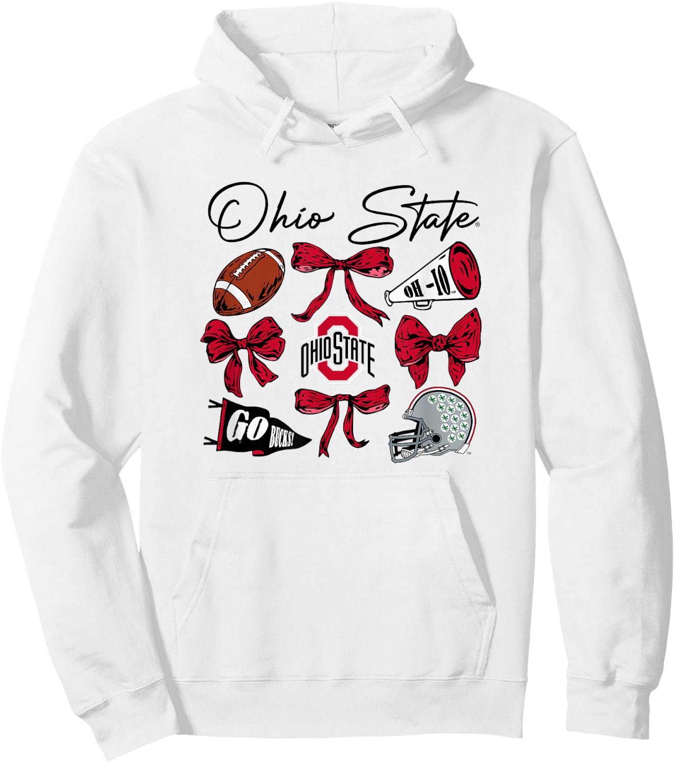 Ohio State Buckeyes Football Bows Gray Officially Licensed Hoodie - Hoodie | White