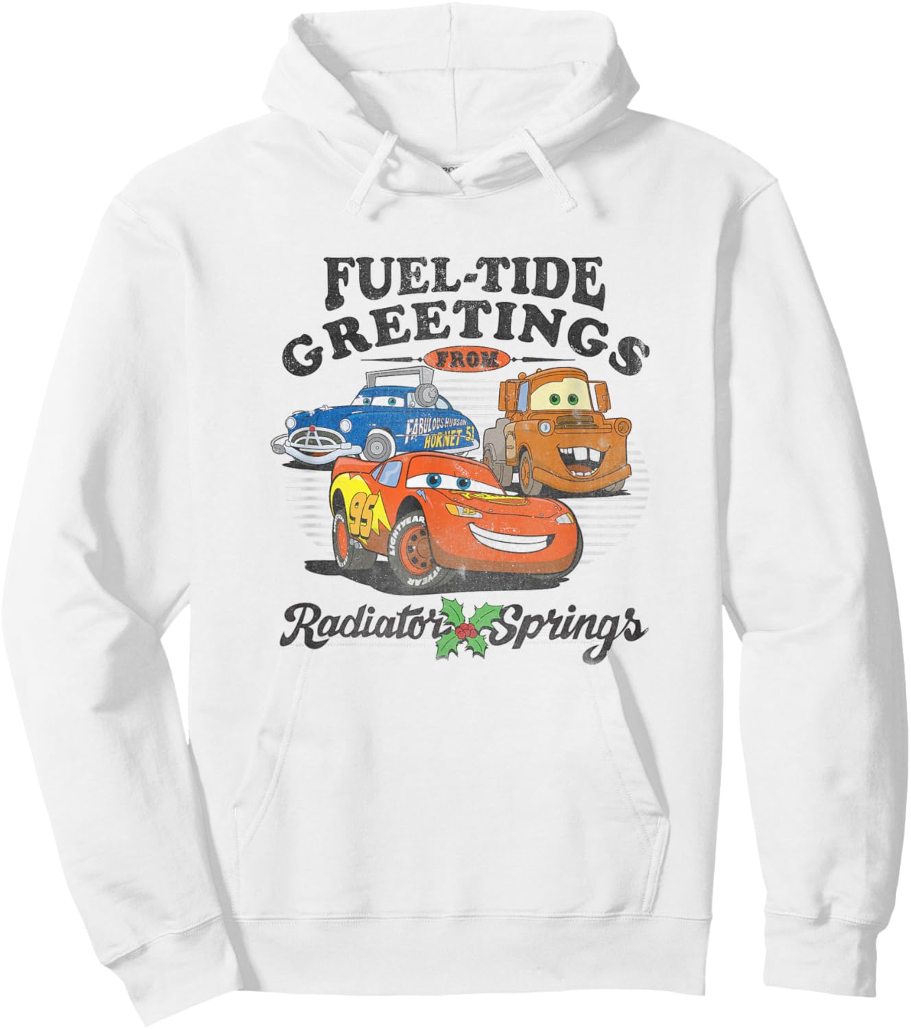 Disney Pixar Cars Christmas Fuel-Tide Greetings Vintage Hoodie - Hoodie | White