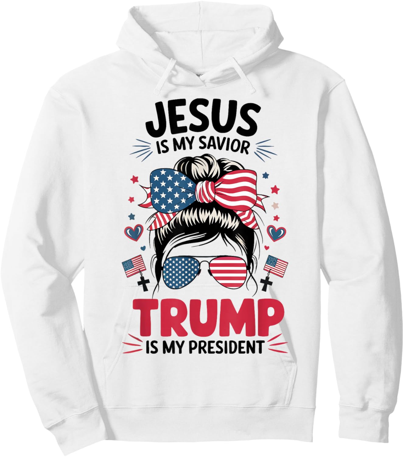 Girl Jesus My Savior Trump President Christian Women Youth Hoodie - Hoodie | White