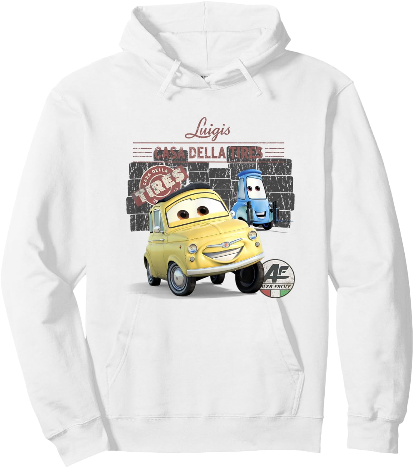 Disney Pixar Cars Casa Della Tires Luigi & Guido Vintage Hoodie - Hoodie | White