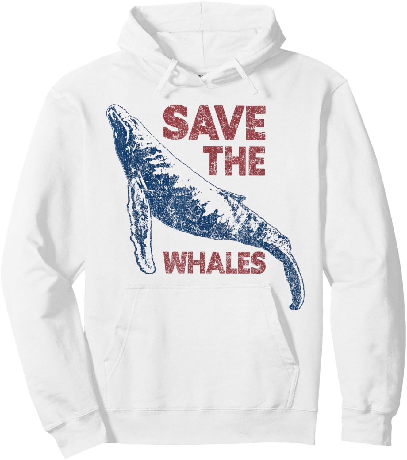 Save the Whales Retro 80s Vintage Hoodie - Hoodie | White