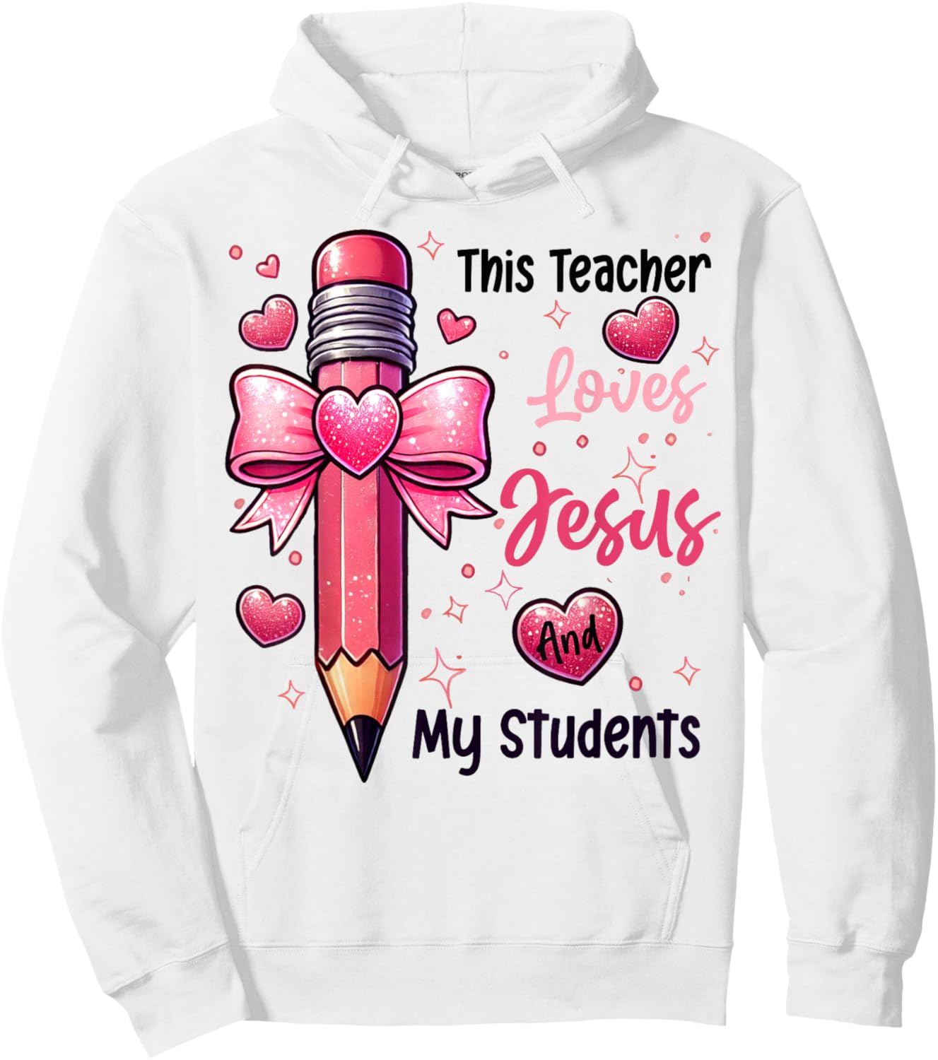 Christian Valentine This Teacher Loves Jesus And My Students Hoodie - Hoodie | White