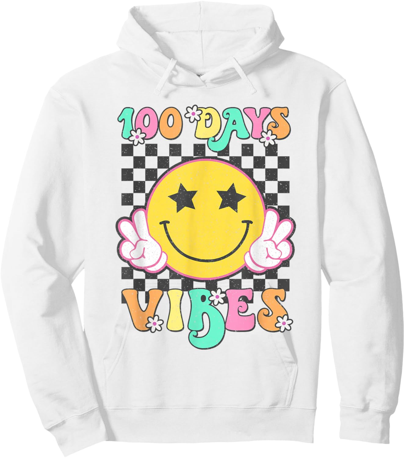 Cute 100 Days Vibes Smile Face 100 Days Of School Teens Girl Hoodie - Hoodie | White
