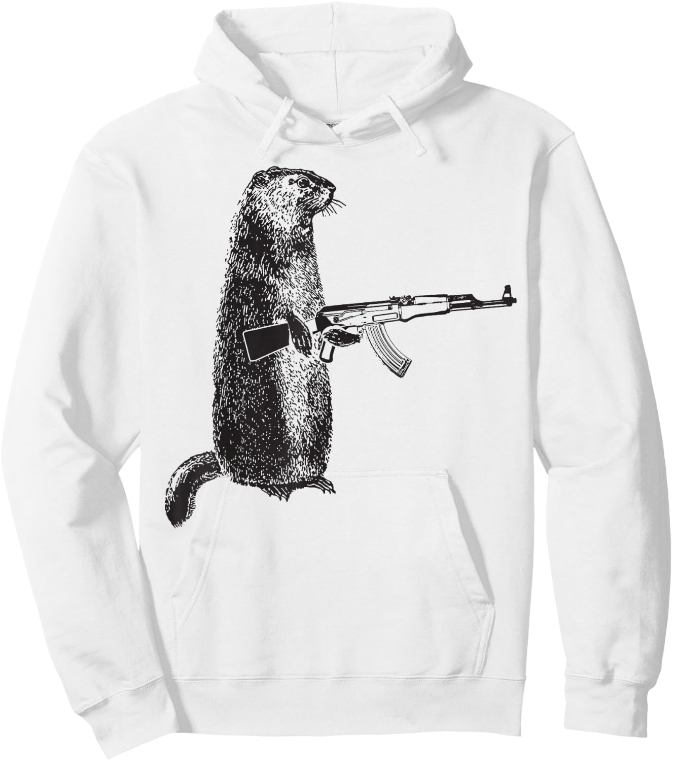 Hunting design Woodchuck AK-47 Gun groundhog funny design Hoodie - Hoodie | White