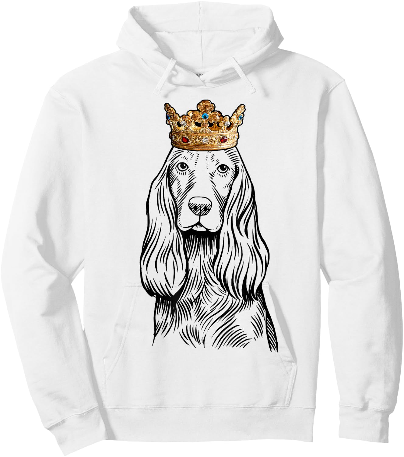 Cocker Spaniel Dog Wearing Crown Hoodie - Hoodie | White
