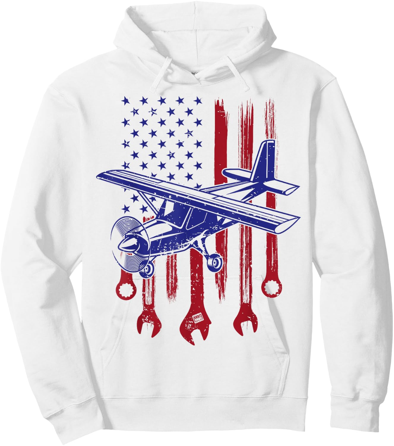 Aircraft Mechanic American Flag Airplane Vintage Gifts Men Hoodie - Hoodie | White